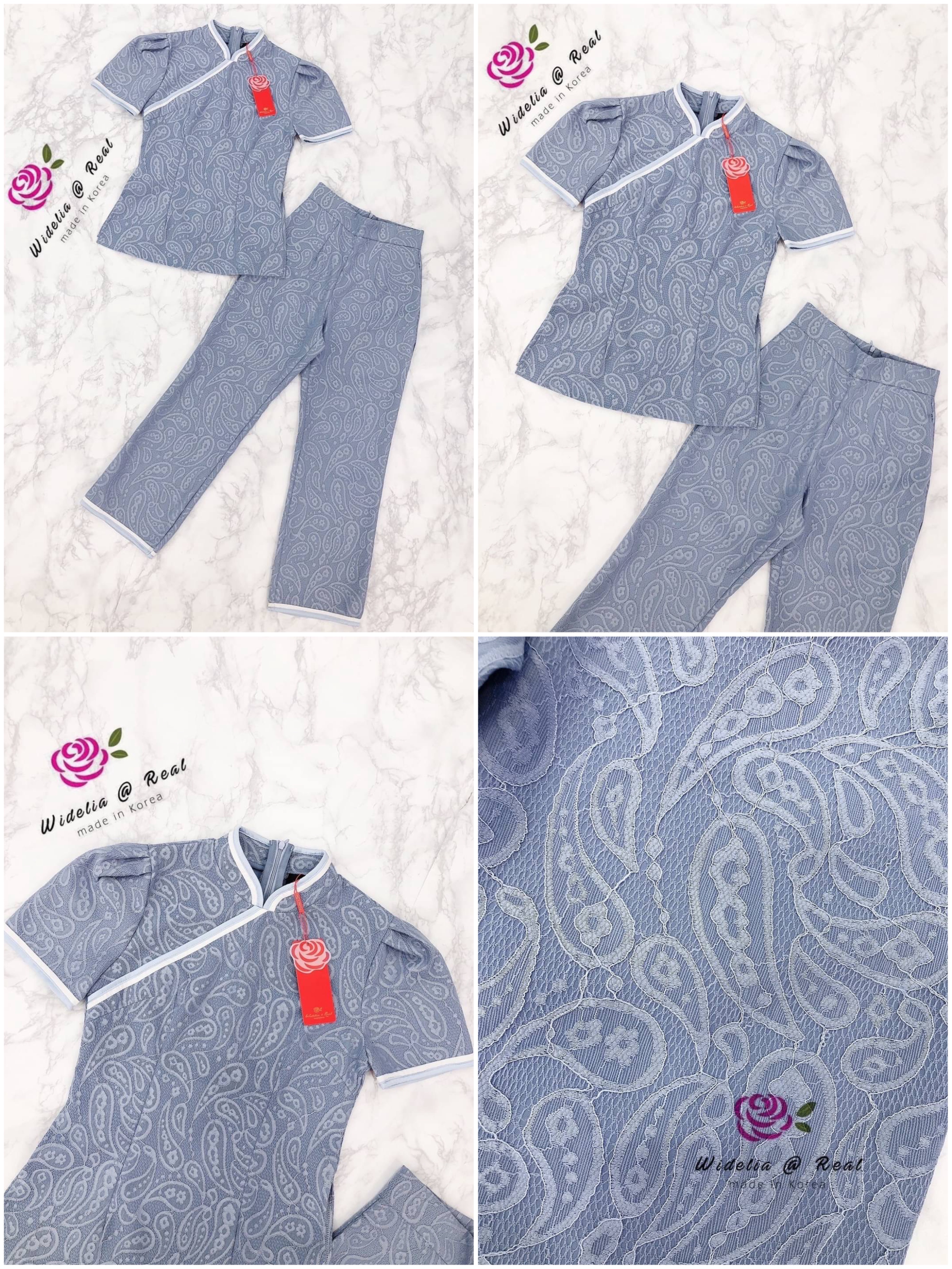 Set เซ็ทเสื้อกี่เพ้ากับกางเกง เรียบหรู เนื้อผ้าลูกไม้สั่งทำพิเศษลวดลายสวยเป๊ะไม่ซ้ำใคร สินค้าคุณภาพ (พร้อมส่ง)