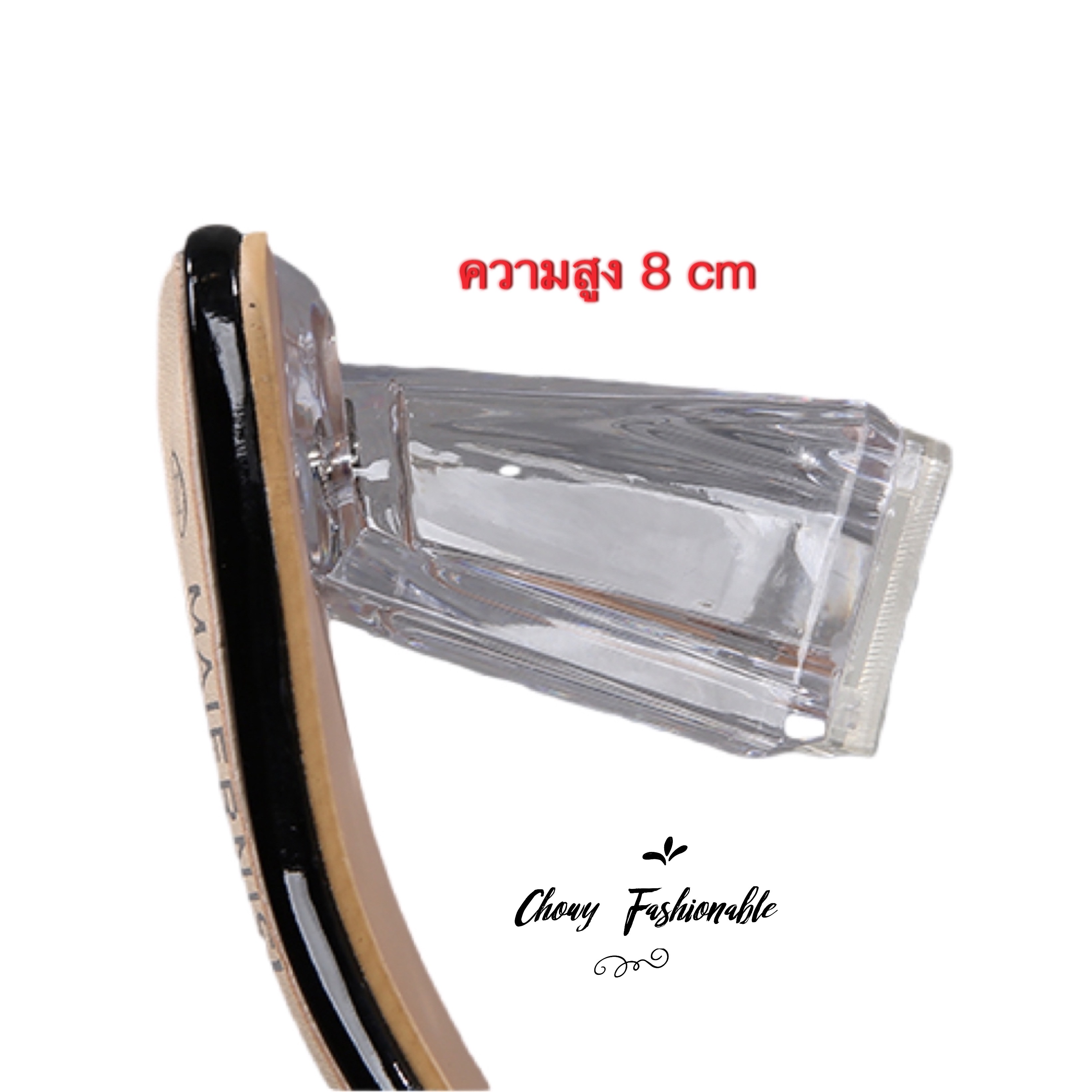 รองเท้าไซส์ใหญ่ 41-46 รองเท้าแตะส้นแก้วใส PU นิ่มใส คริสตอล เพชรเม็ดใหญ่ CHOWY KR1181