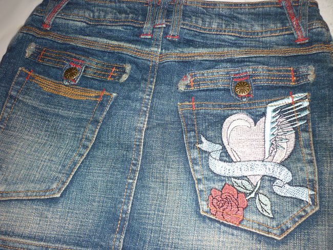 #1กระโปรงยีนส์แต่งปัก สวยมากกก 29-33-13