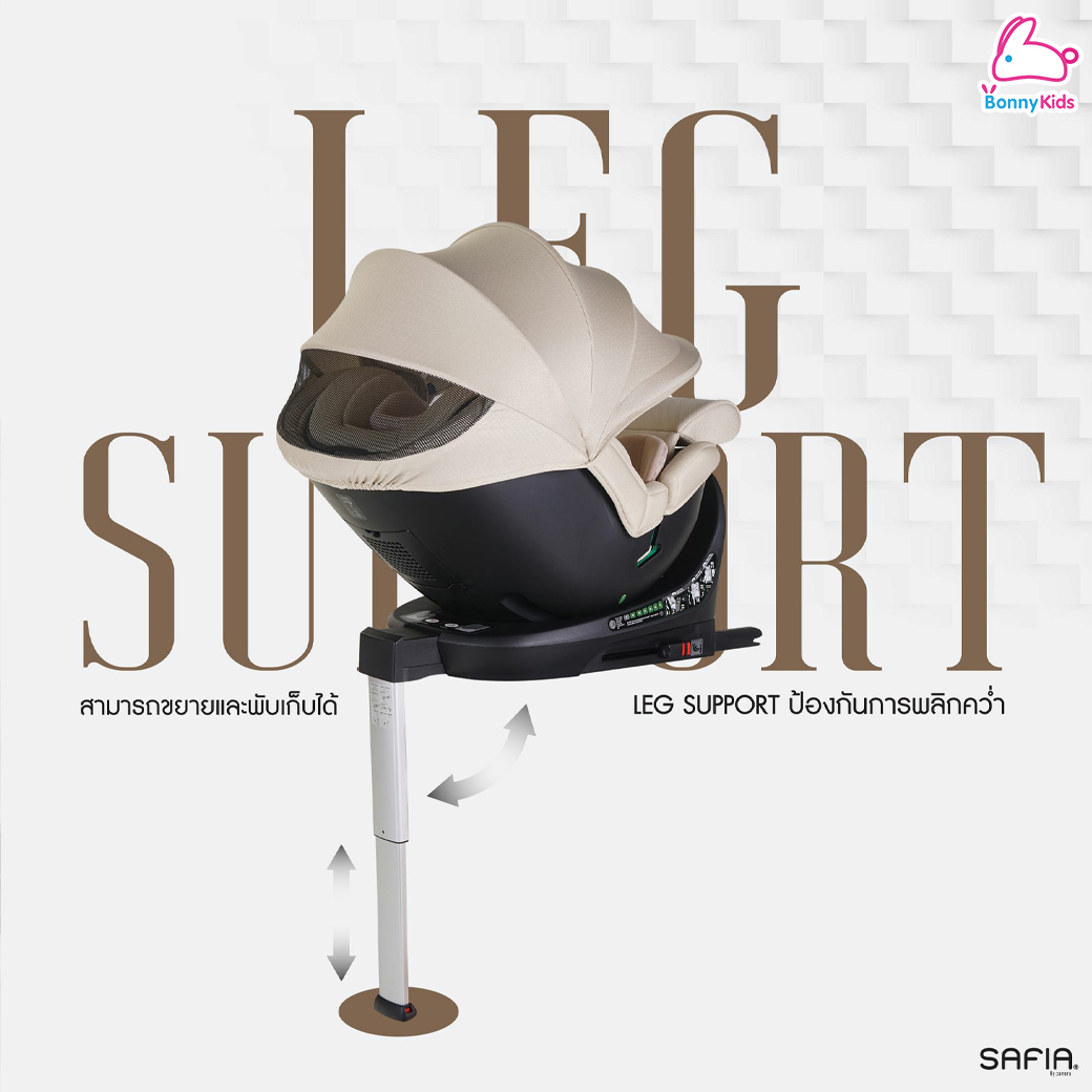 CAMERA (คาเมร่า) คาร์ซีท i-SAFIA มาตรฐานใหม่ i-Size หมุน 360องศา ล็อคข้างได้ ปรับเอนนอนได้ในมือเดียว พร้อม LEG SUPPORT