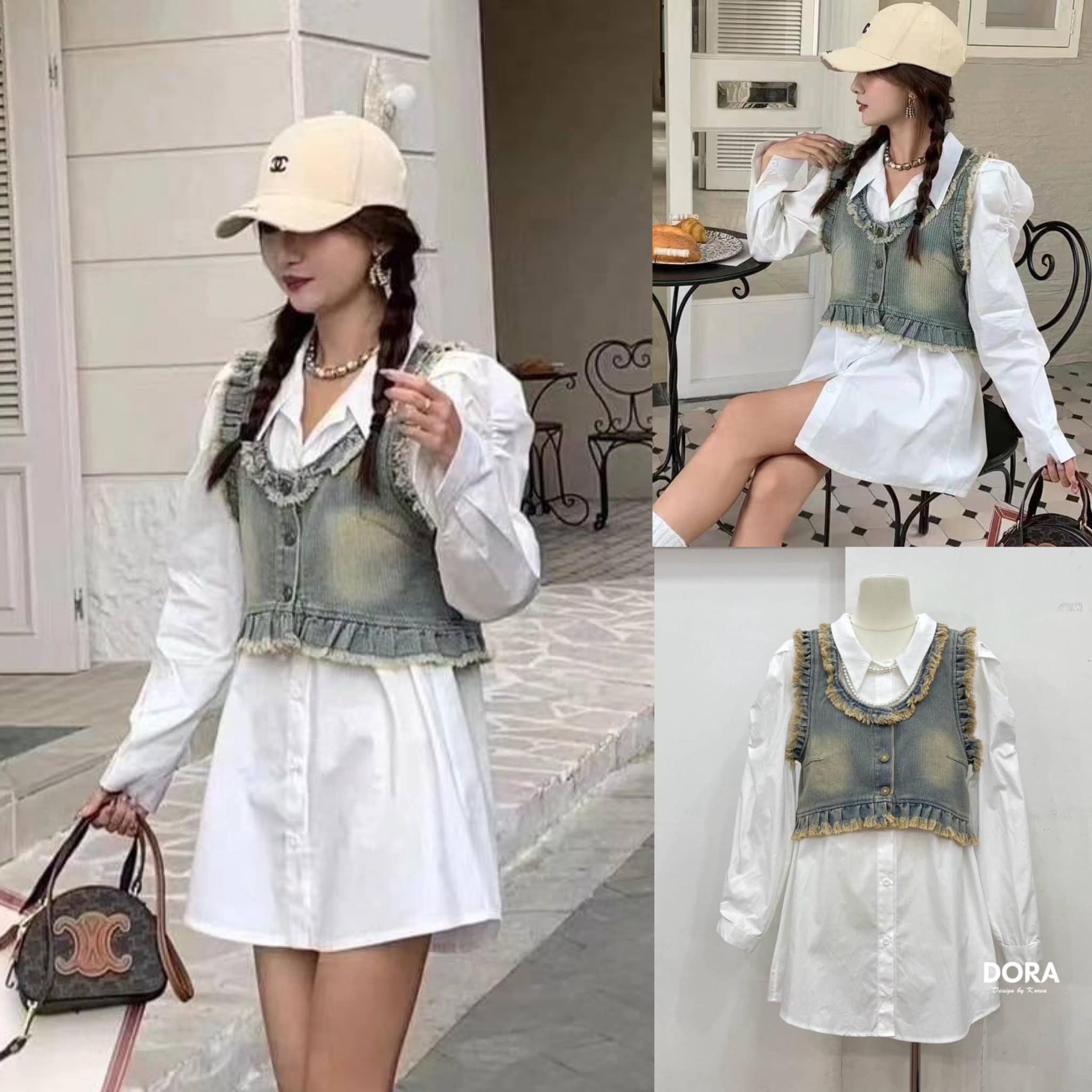 Set เสื้อเชิ้ต+เสื้อกั๊กยีน กระดุมหน้า น่ารักสวยผ้าดีกระดุมหน้าใส่ได้ตลอด ใส่สบาย : สินค้าคุณภาพ (พร้อมส่ง)