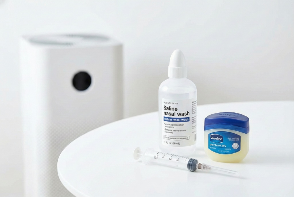 อุปกรณ์ดูแลจมูก น้ำเกลือ วาสลีน และเครื่องฟอกอากาศ