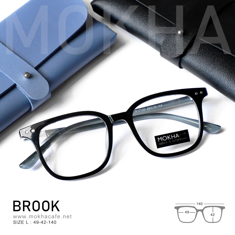 BROOK - black (ดำเงา) กรอบแว่นตาทรงเหลี่ยม TR90 กว้าง 140 มม.(sizeM) H42