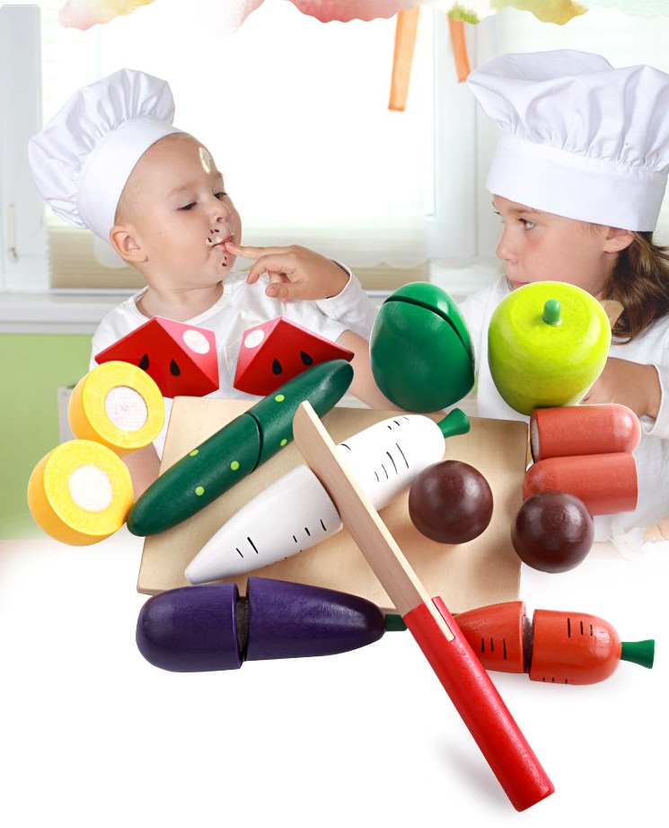 ของเล่นไม้ ชุดหั่นผักและผลไม้ ของเล่นทำอาหาร สำหรับแม่ครัวตัวน้อย (รุ่น Original)