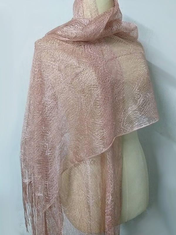 ผ้าคลุมออกงาน ไหมวิบวับ สีนู้ด สวยมาก (ของใหม่)