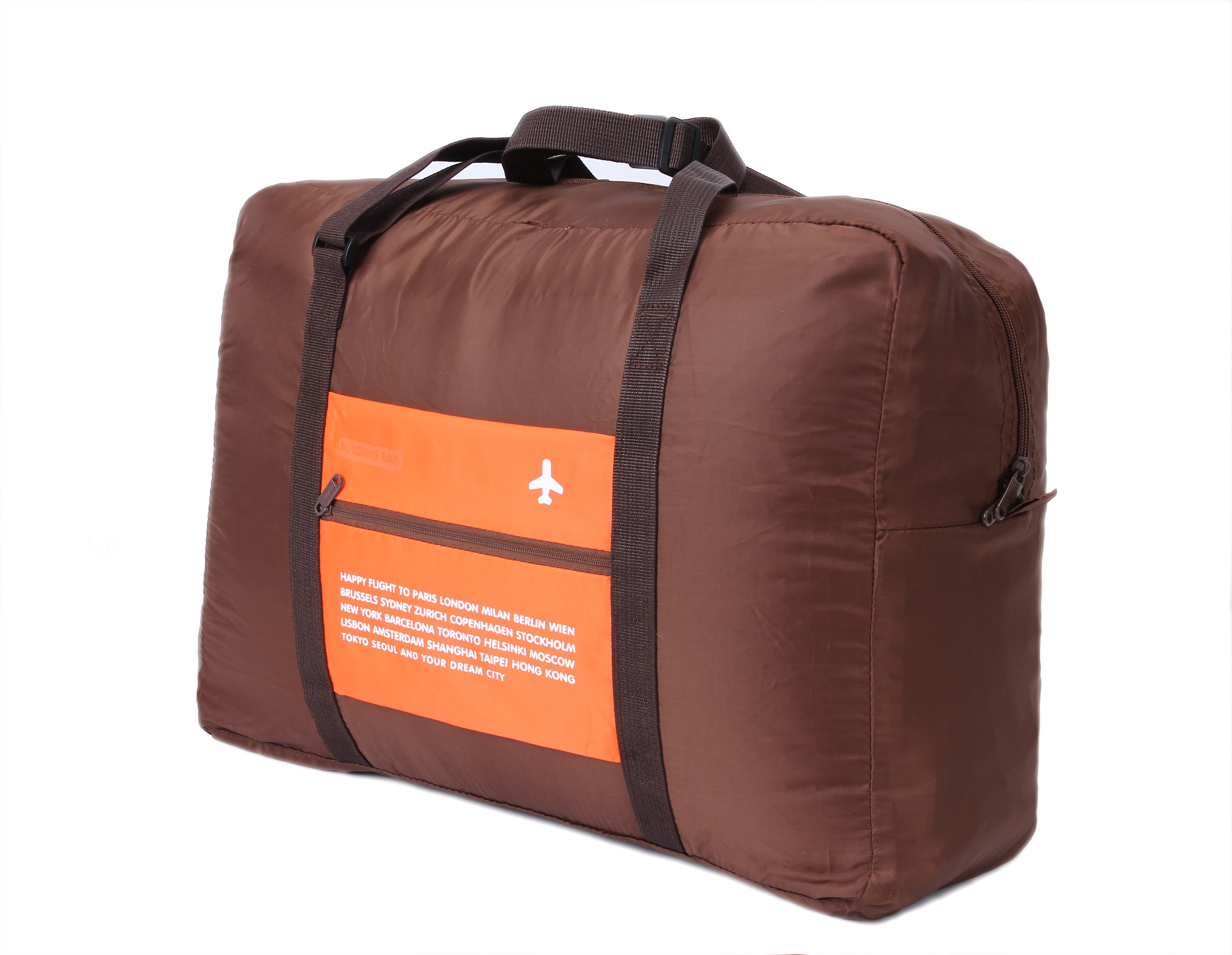 กระเป๋าเดินทางพับเก็บได้ เพื่อการเดินทาง ท่องเที่ยว ปรับสายสะพายได้ เสียบที่จับของกระเป๋าเดินทางได้ มีซิปรูดตอนพับเก็บ