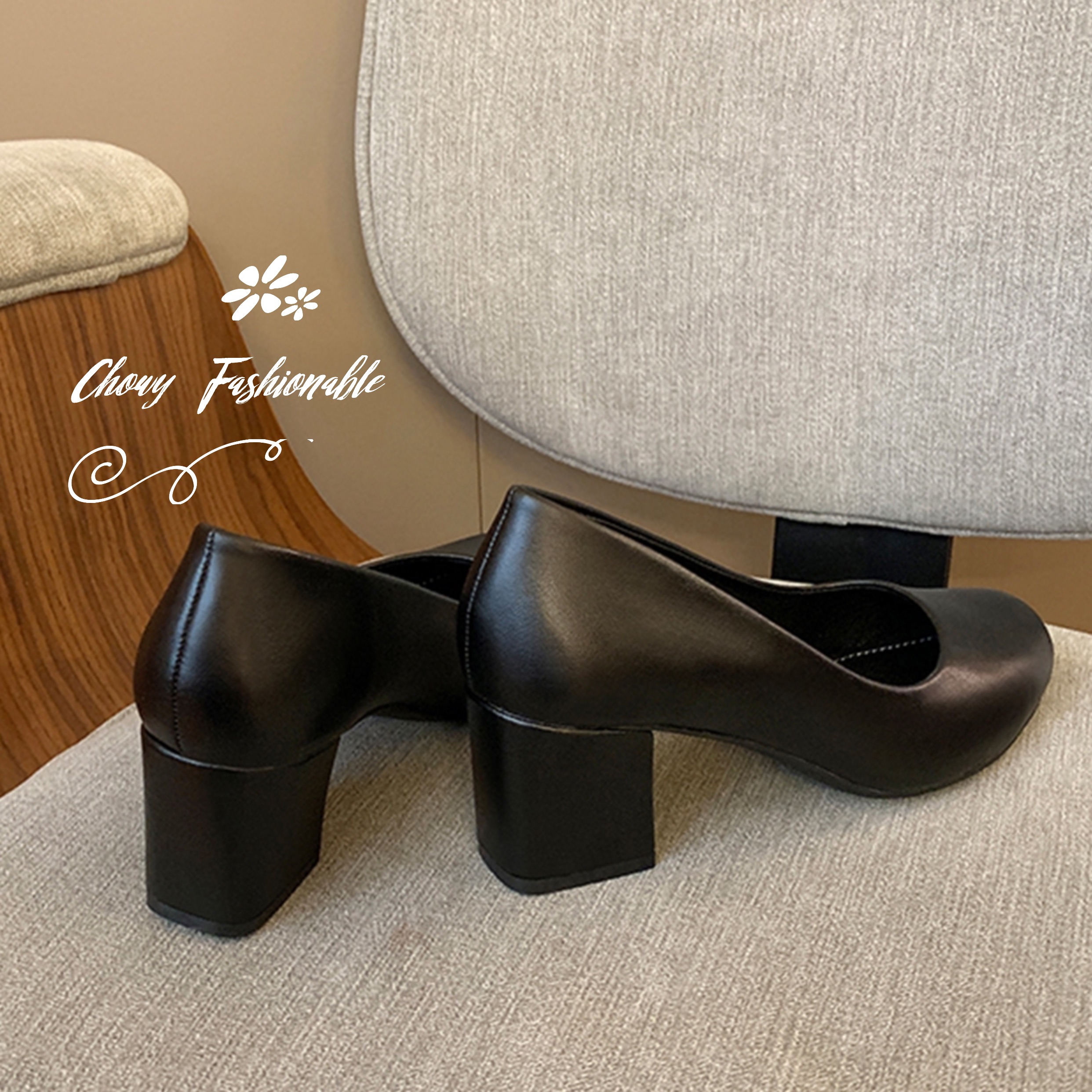 รองเท้าไซส์ใหญ่ 40-46 คัชชูหนังแท้ เป็นทางการ ส้นตึกสูง 2 นิ้ว ใส่ทำงาน นักเรียน นักศึกษา สีดำ KR1028BL