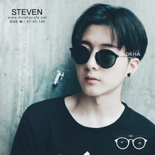[pre-order] แว่นกันแดด STEVEN - brown ทรงกลม ขาโลหะ 140 mm. (sizeM)
