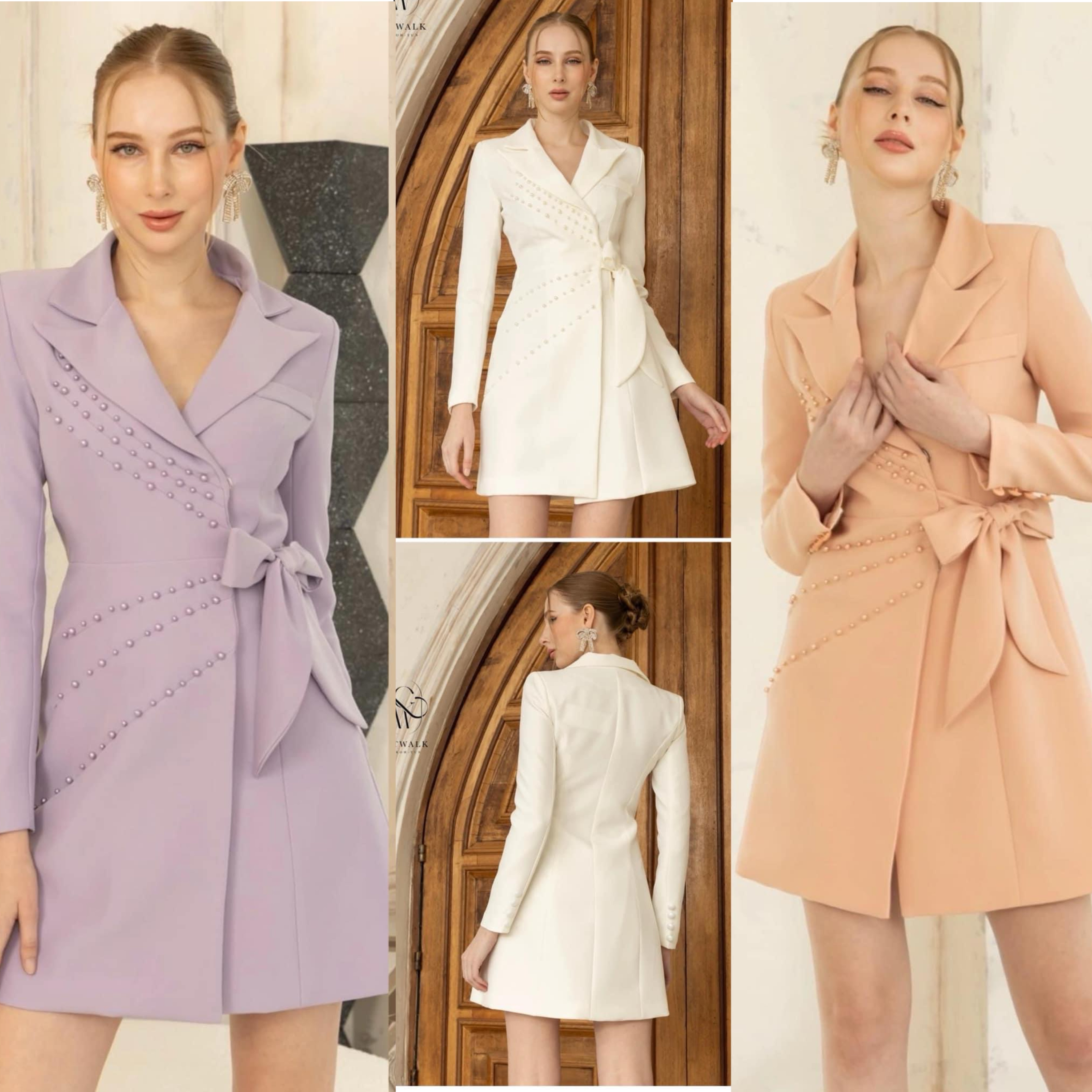 เดรสปกเทเล่อร์ ทรงเข้ารูป ป้ายหน้าแต่งมุก เนื้อผ้าเกรดเอ เนื้อนุ่มใส่สบาย : สินค้าคุณภาพ (พร้อมส่ง)