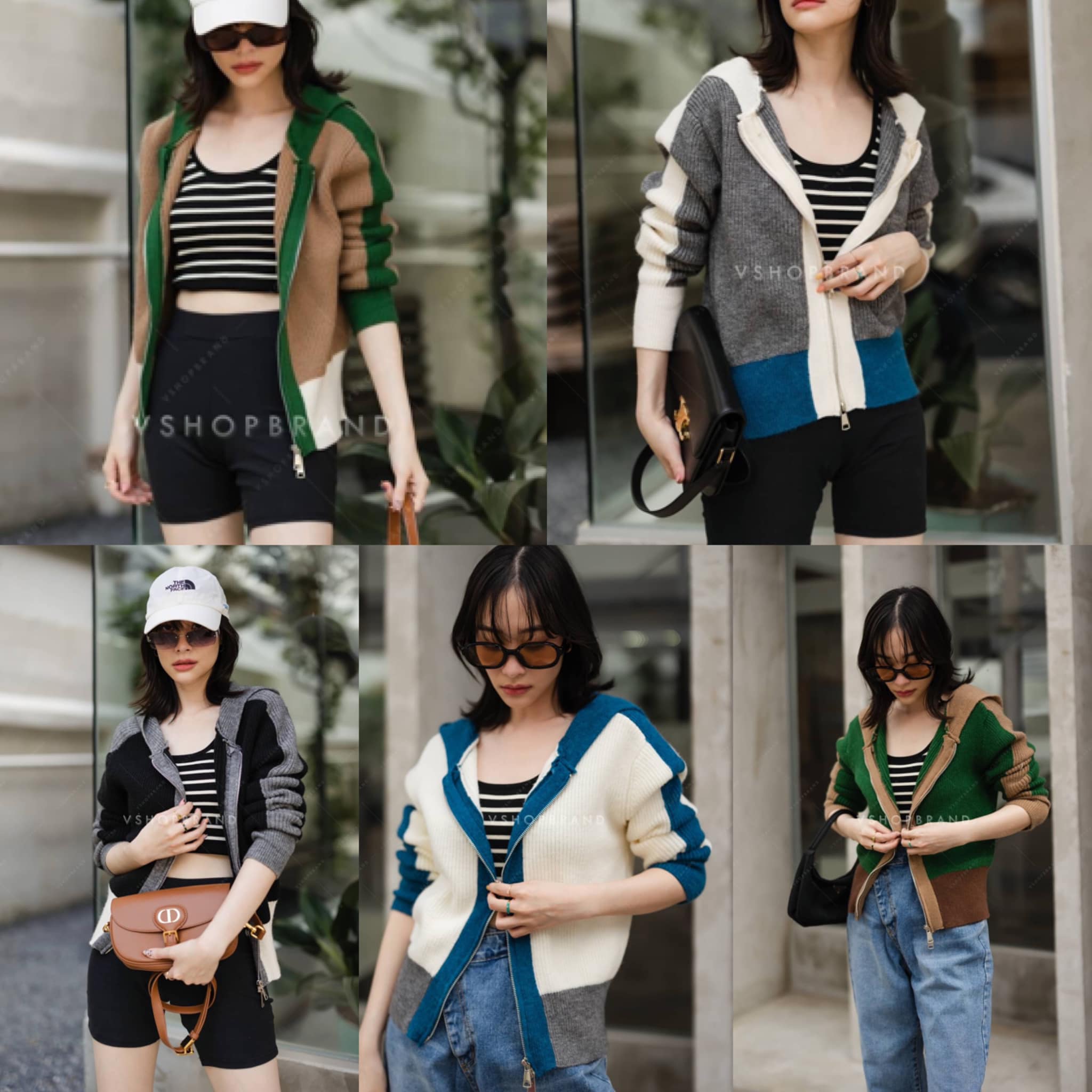 เสื้อคลุมไหมพรมซิปหน้า แต่งฮู้ดหลัง ลายแถบสลับสี น่ารักมากๆเลยค่ะ : สินค้าคุณภาพ (พร้อมส่ง)