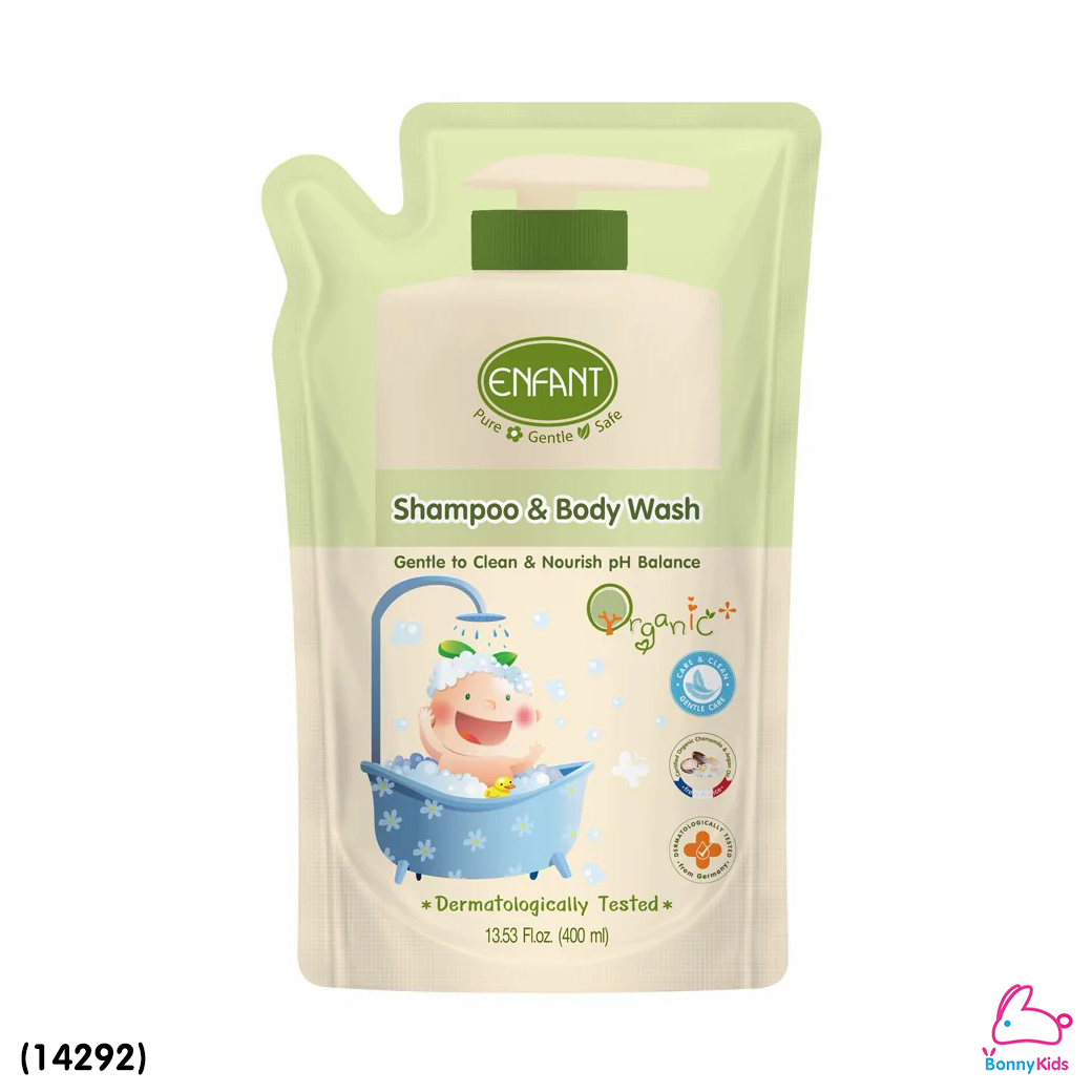 (14292) ENFANT (อองฟองต์) ORGANIC SHAMPOO & BODY WASH แชมพูสระผมและอาบน้ำ ชนิดรีฟิล ขนาด 400 ml.