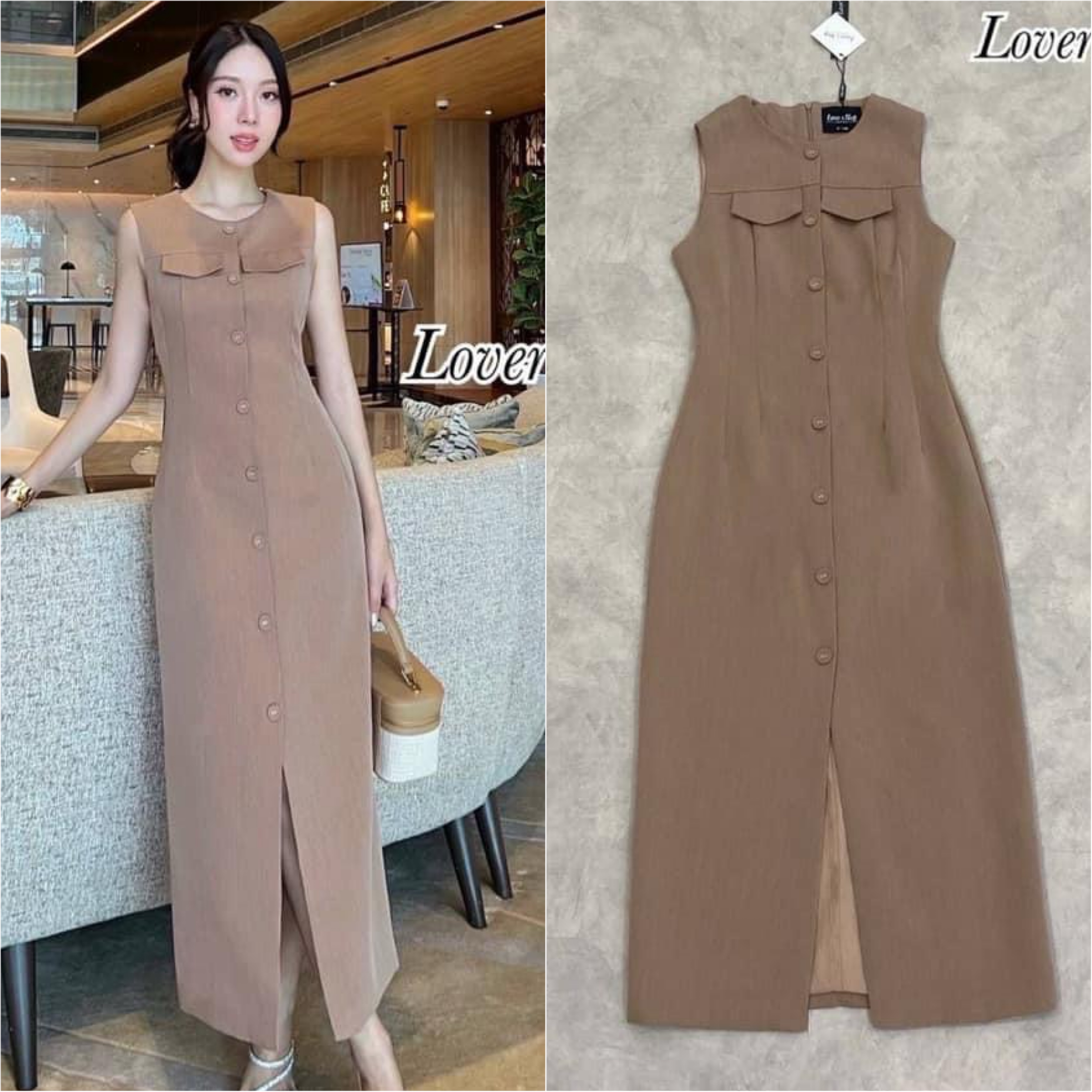 เดรสทรงแขนกุด เรียบหรู ดูดี ผู้ดีสุดๆ ค้า ดีเทลตัวเดรสเป็นทรงเข้ารูป : สินค้าคุณภาพ (พร้อมส่ง)