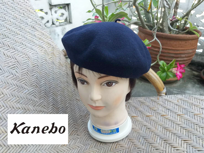 หมวกเบเร่ต์ Kanebo ผ้าขนสัตว์สีดำ(มือ1)