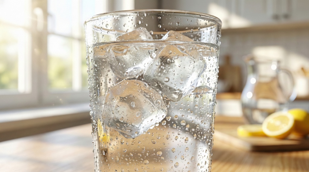แก้วน้ำเปล่าใสสะอาดเพื่อสุขภาพ
