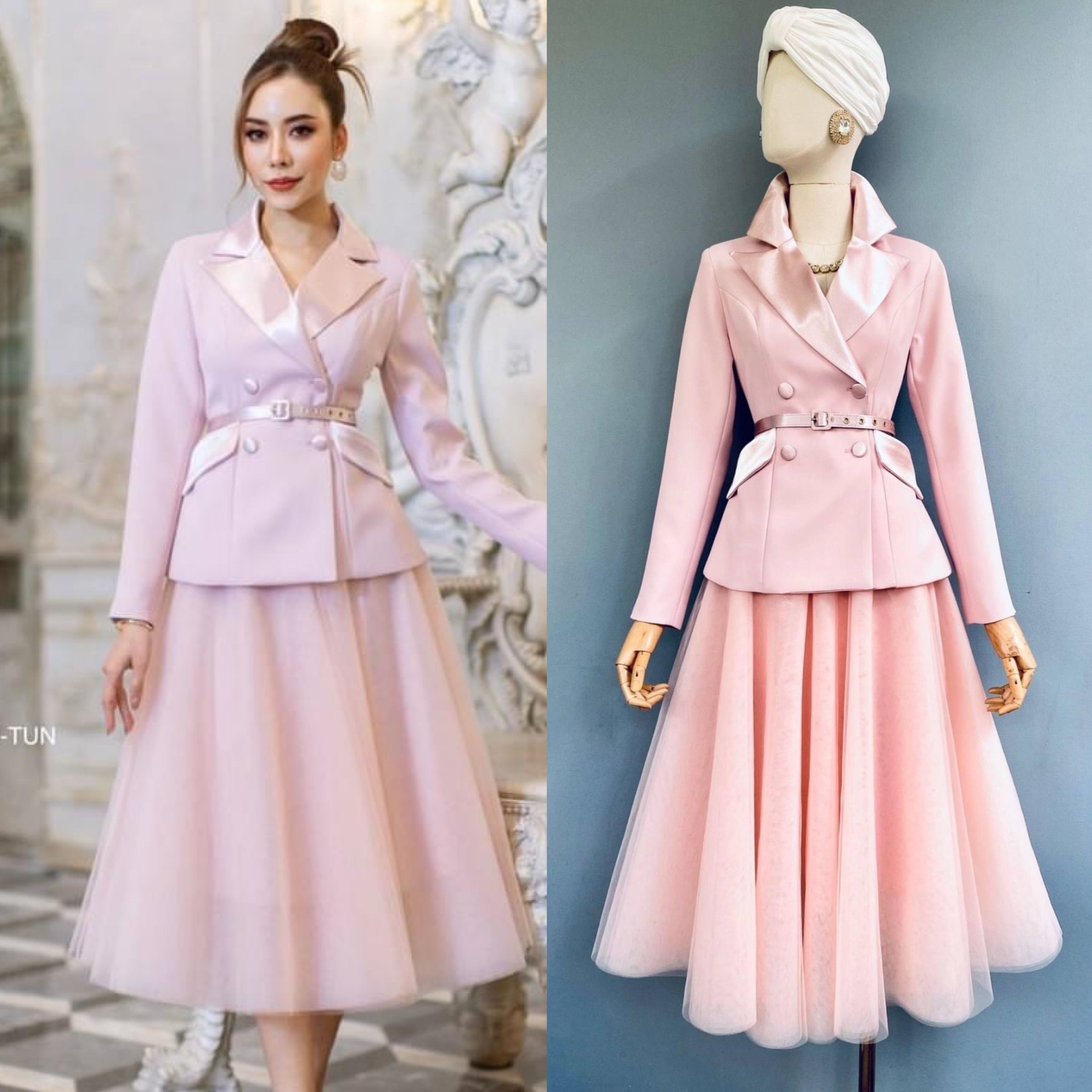 เซตBLAZER ปกเลื่อม+กระโปรงสุ่ม+เข็มขัด เนื้อผ้าเกรดเอ สินค้าคุณภาพ (พร้อมส่ง)