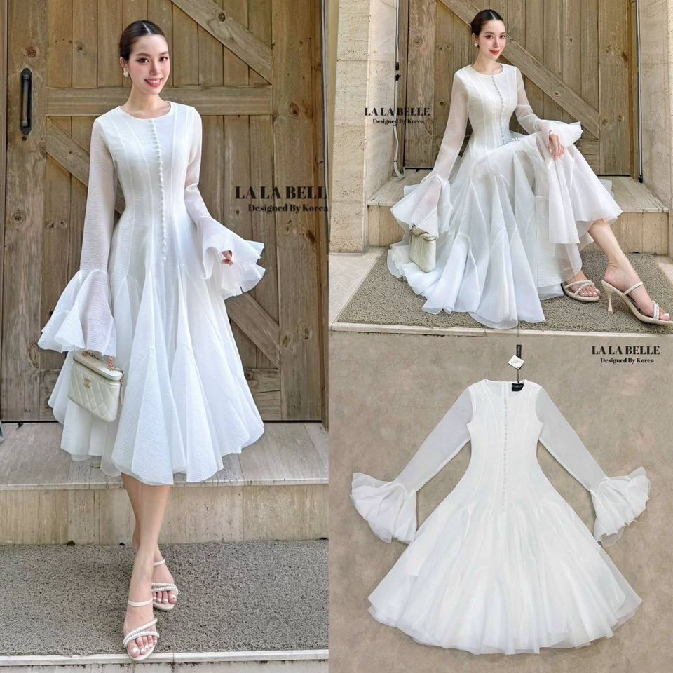 เดรสรุ่นฮอต ชุดยาวเนื้อผ้าซีฟองลายเปลือกไม้มีเทคเจอร์ในตัว เย็บกระดุมหน้ายาวแขนยาวซีทูชายแขนเย็บจีบระบายรอบแขนตัวชุดเย็บเข้าทรงตีเกล็ดรอบชุดช่วงกระโปรงเย็บจับระบายเพิ่มเลเยอร์ผ้าแต่ละจีบให้กระโปรงแน่นฟู ใช้ผ้าเยอะมาก ใส่สบาย : สินค้าคุณภาพ (พร้อมส่ง)