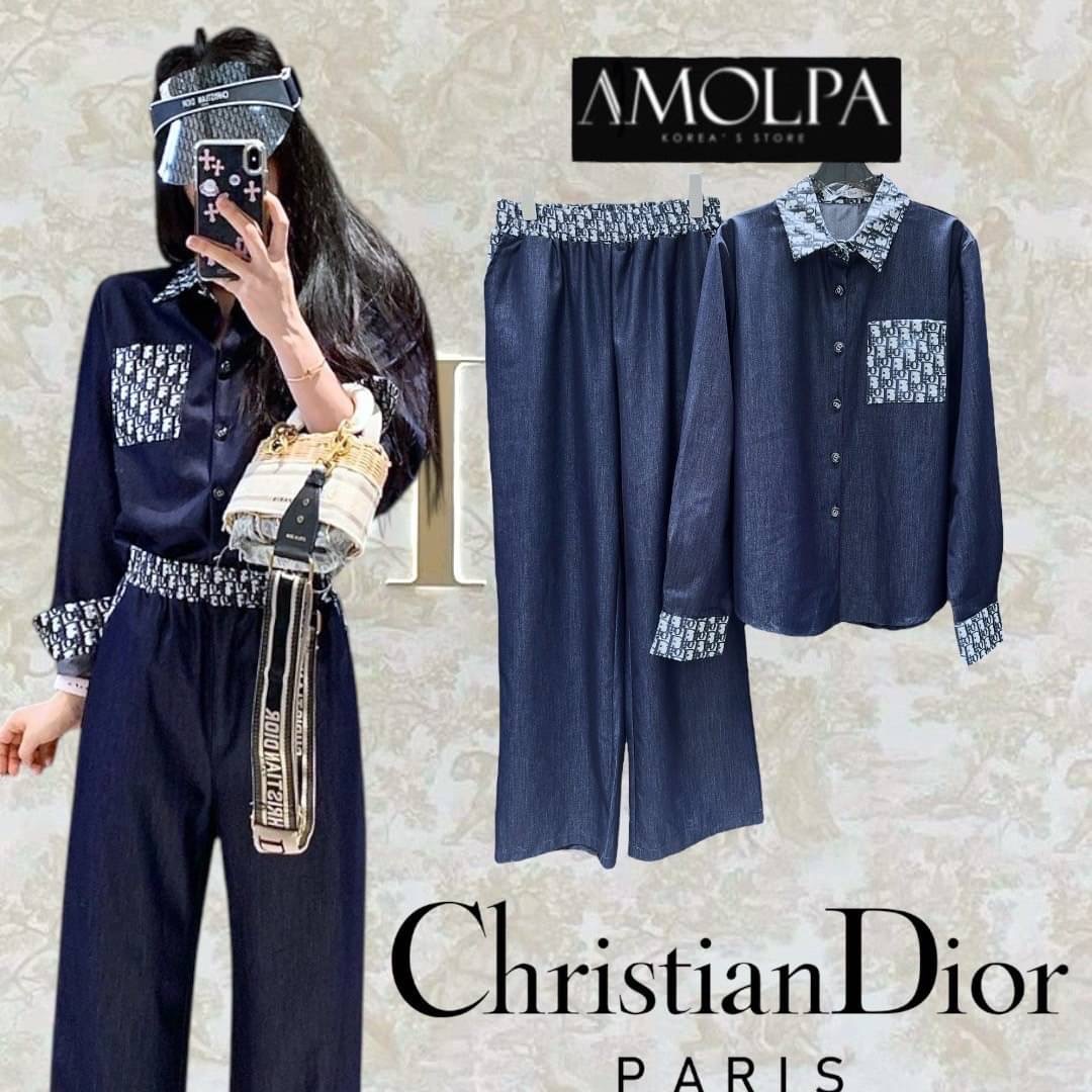 SET CD DENIM งาน Hiend งานผ้ายีนส์100% ตัวเสื้อเชิ้ตปั้มกระดุม มาให้ช๊อปพร้อมกางเกงขาปล่อย สุดดดฉ่ำ ใส่สบาย : สินค้าคุณภาพ (พร้อมส่ง)