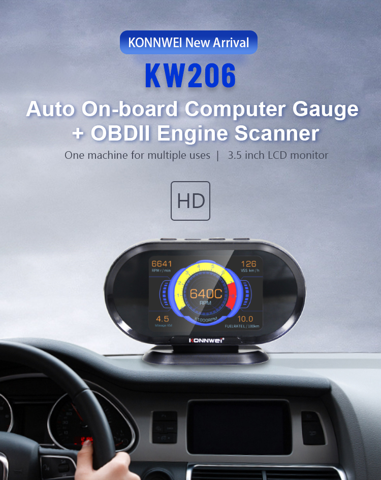 KW206 [2 in 1 OBD2 Smart Gauge & Engine Scanner] สมาร์ทเกจและเครื่องวิเคราะห์เครื่องยนต์
