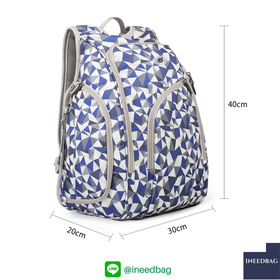 Ecosusi กระเป๋าคุณแม่, กระเป๋าสัมภาระคุณแม่, กระเป๋าแม่ลูกอ่อน แบบเป้ มาพร้อมแผ่นรองเปลี่ยนผ้าอ้อม, ช่องเก็บความร้อน-เย็น (New Version Blue) + Wet Pocket + Wipe Pocket