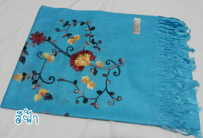 ผ้าคลุมไหล่ PASHMINA ปักลาย เนื้อนุ่ม มีหลายสี