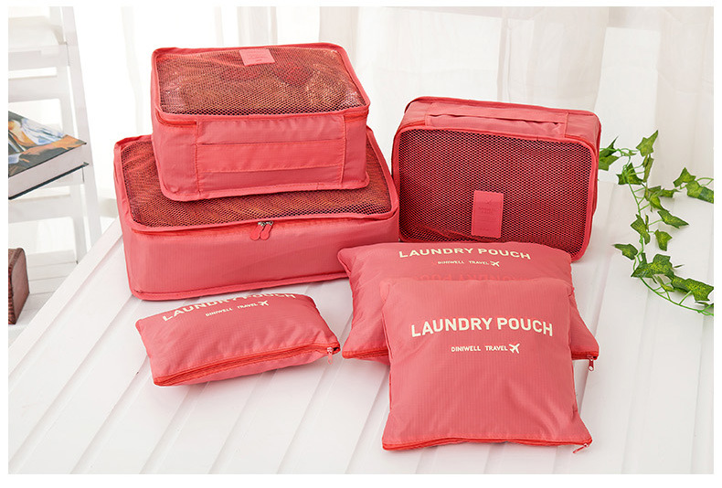 Diniwell Travel Receive Bag กระเป๋าจัดระเบียบเดินทาง 6 ใบ แบ่งใส่เสื้อผ้า กางเกง ชุดชั้นใน กางเกงใน อุปกรณ์ไอที ผลิตจากวัสดุกันน้ำคุณภาพดี มี 9 สีให้เลือก