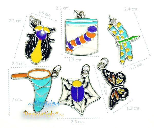 IN48-9125 Bug Enamel Charms จี้โลหะลงยาชุดแมลง (ราคาต่อแพ๊ค / บรรจุ 6 ชิ้น ลายละ 1 ชิ้น)