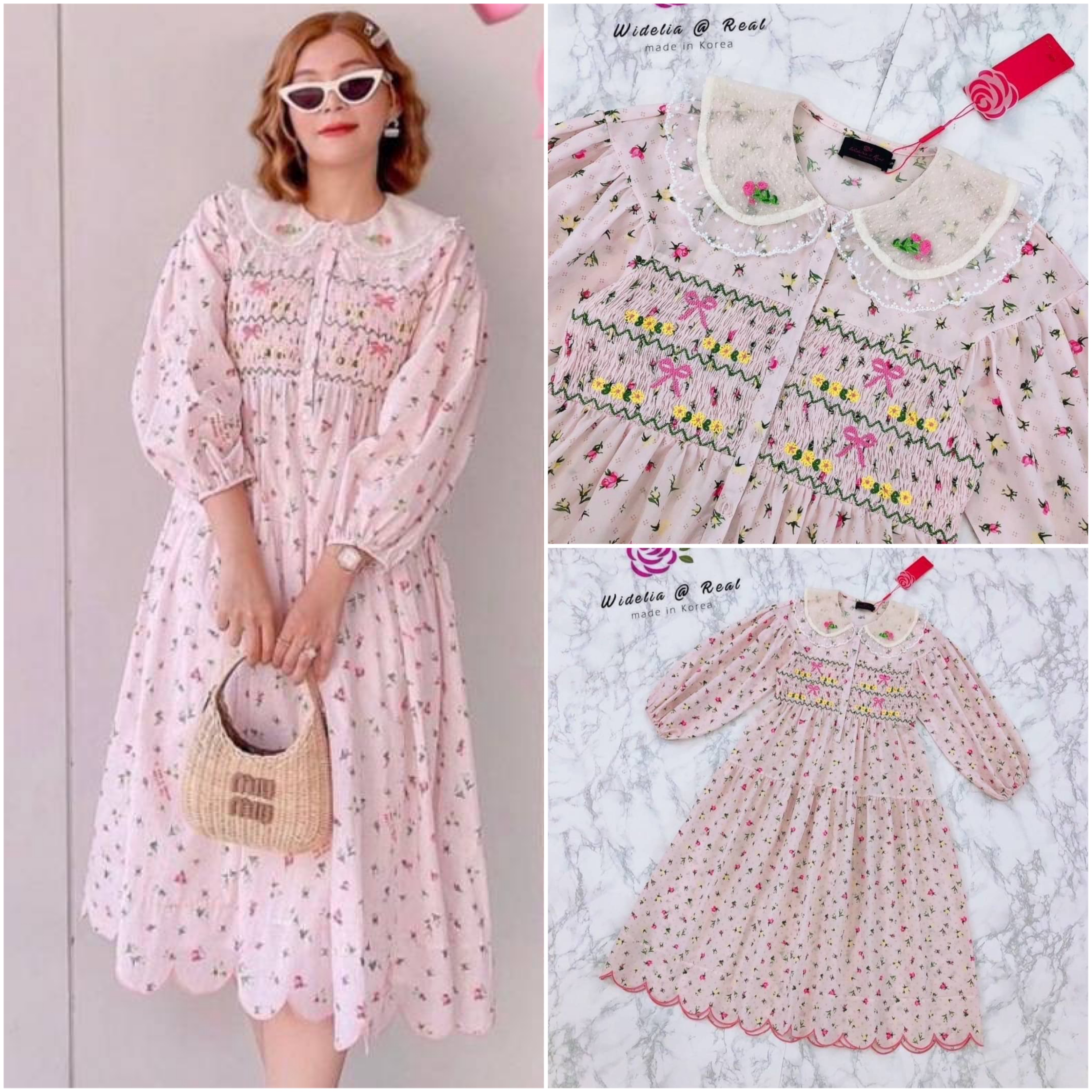 Dress เดรสยาวตัวสวยทรงดี รุ่นนี้น่ารัก มากแม่ เนื้อผ้าสวยอย่างดีใส่สบายสีสันน่ารักละมุน ช่วงอกดึงสม๊อคย่นเก๋ พร้อมปักแต่งลวดลายน่ารัก : สินค้าคุณภาพ (พร้อมส่ง)