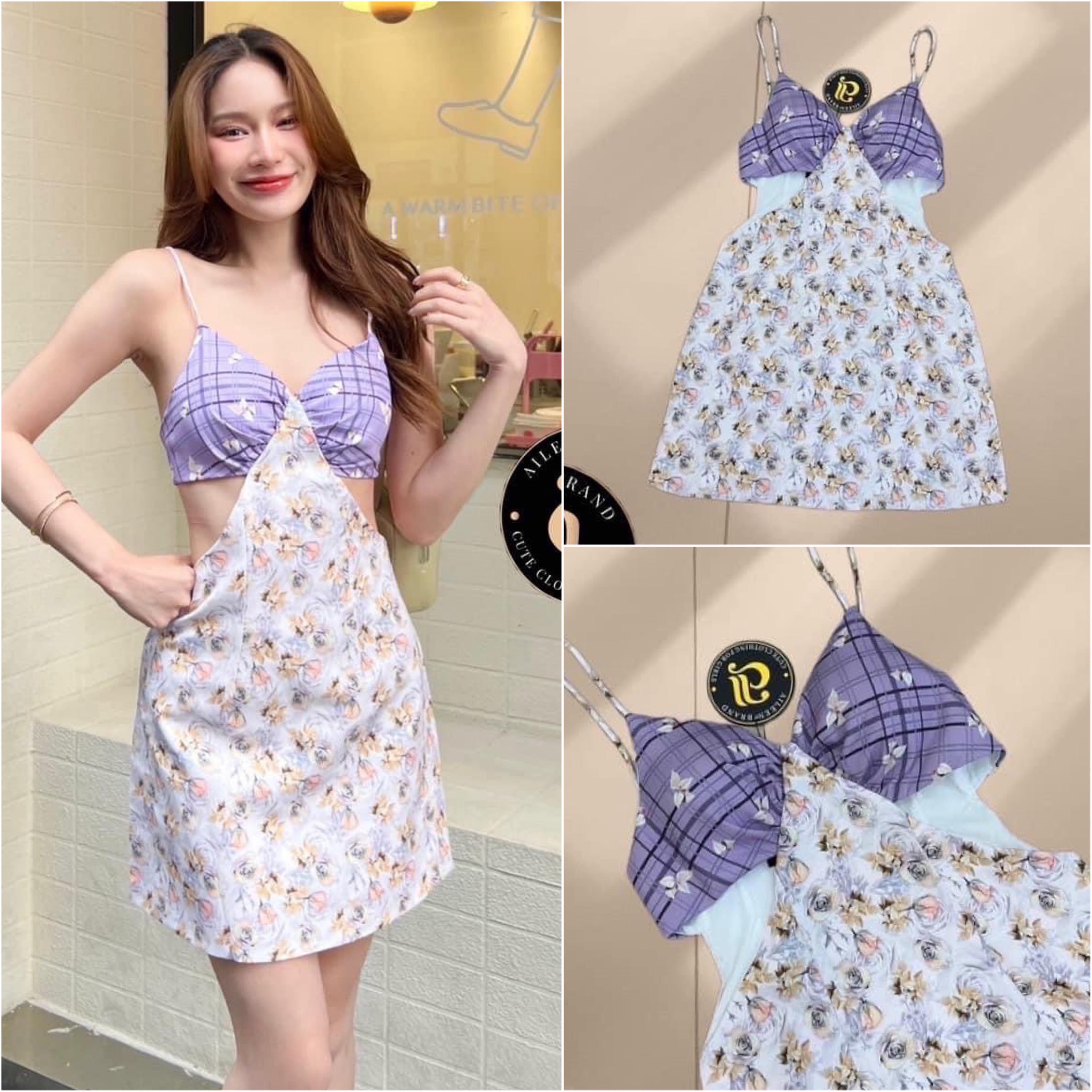 มินิเดรสสายเดี่ยวช่วงอกโค้ง ( เสริมฟองน้ำ และซิปหลังอย่างดี ) ดีไซน์เก๋ สินค้าคุณภาพ (พร้อมส่ง)