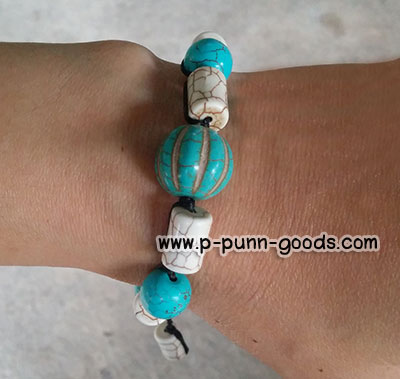 ข้อมือเชือกเทียนถักหินเทอร์ควอยส์