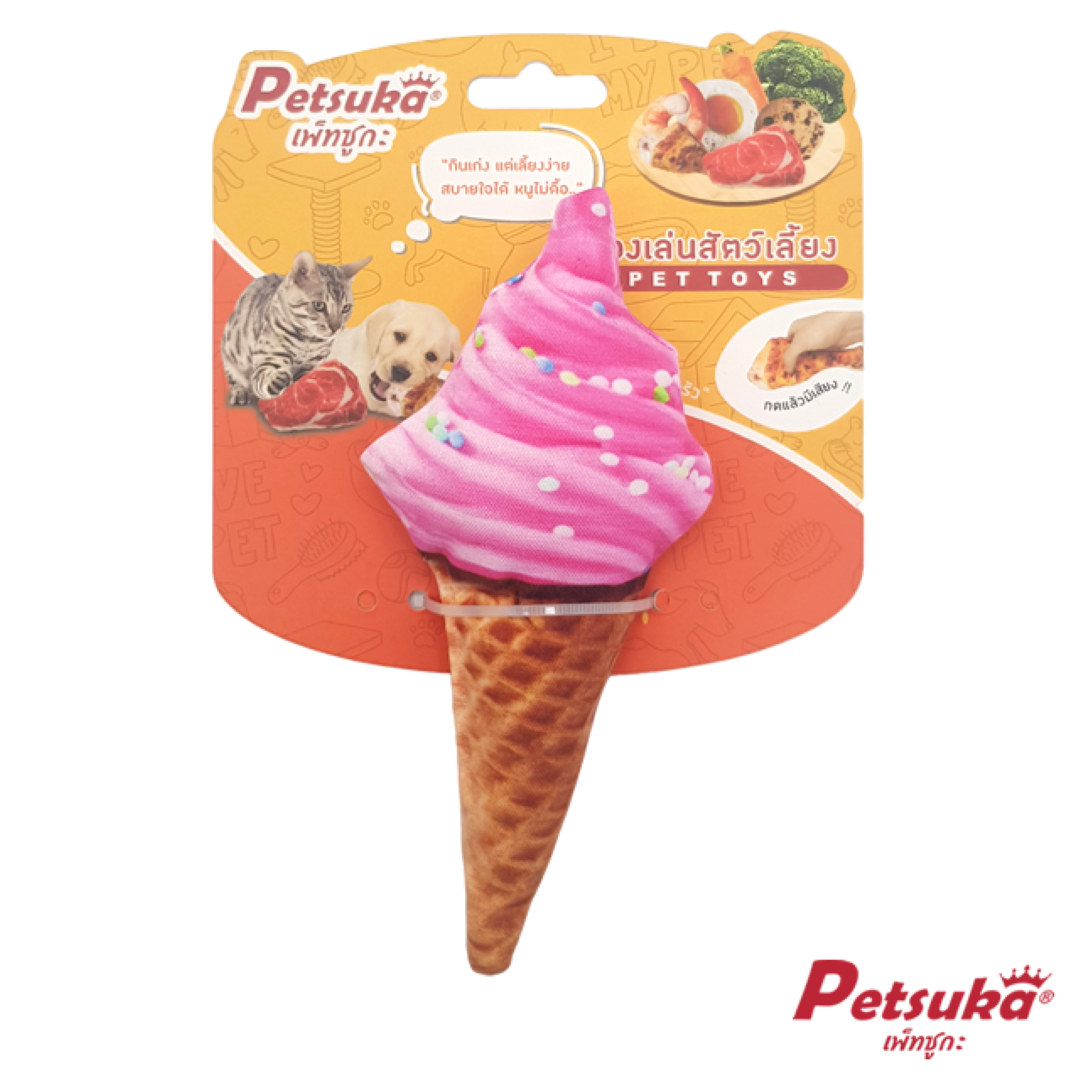 ตุ๊กตาไอศกรีมนุ่มนิ่ม Petsuka ของเล่นสัตว์เลี้ยง มีเสียง