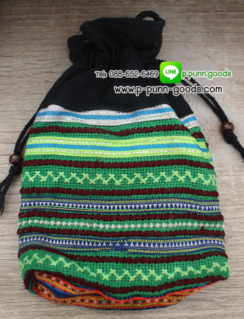 กระเป๋าหูรูดใบเล็ก (งานผ้าชาวเขา Upcycled)