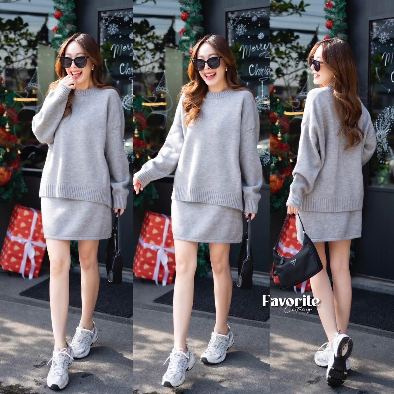 Set เสื้อ+กระโปรงไหมพร ใส่สบาย : สินค้าคุณภาพ (พร้อมส่ง)