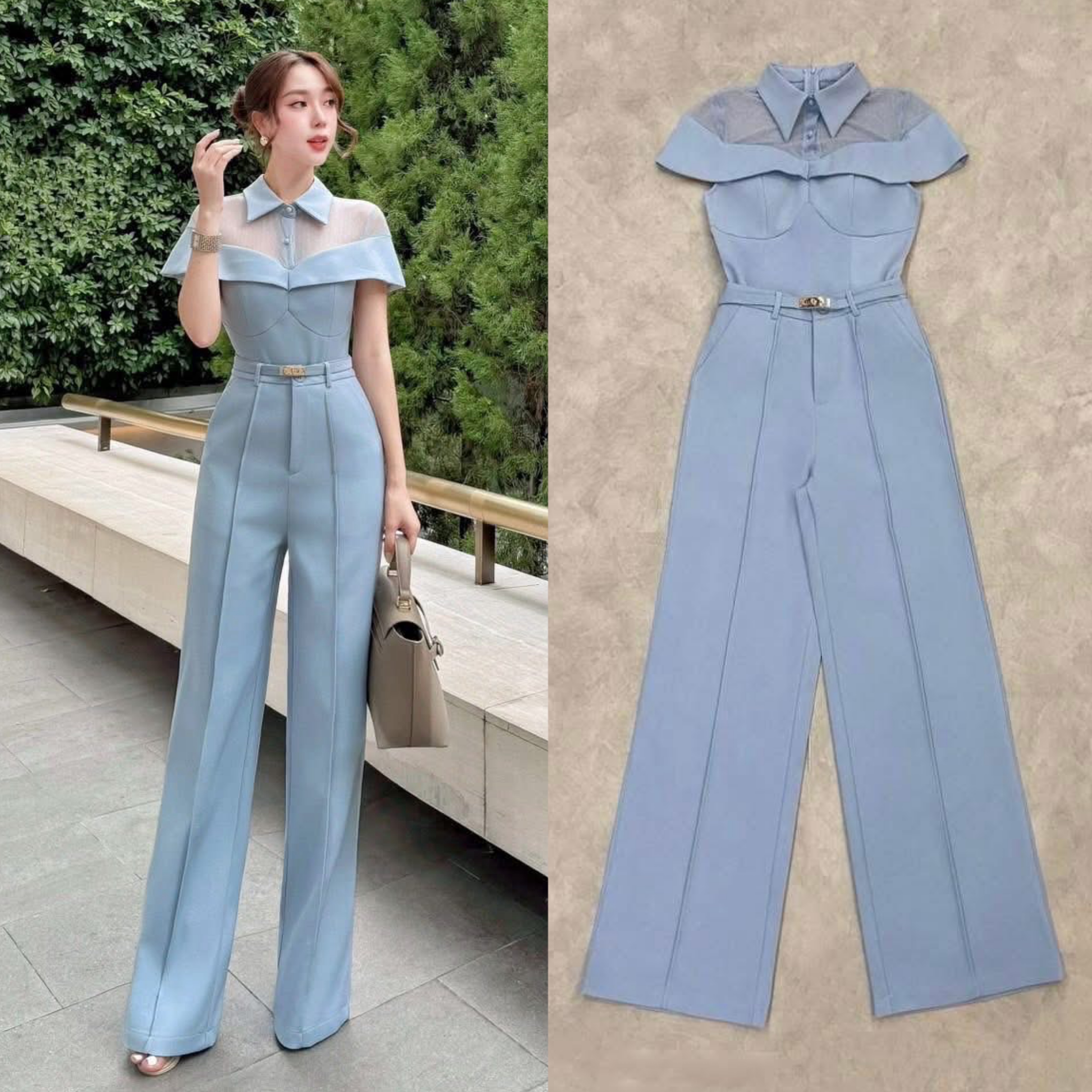 Set3 ชิ้น ได้เสื้อ+กางเกง+เข็มขัดค่ะ เนื้อผ้าสูทอัดกาว ผ้าหนาเก็บทรงสวยค่ะ มีซับในทั้งเสื้อและกางเกงนะคะ ใส่สบาย : สินค้าคุณภาพ (พร้อมส่ง)