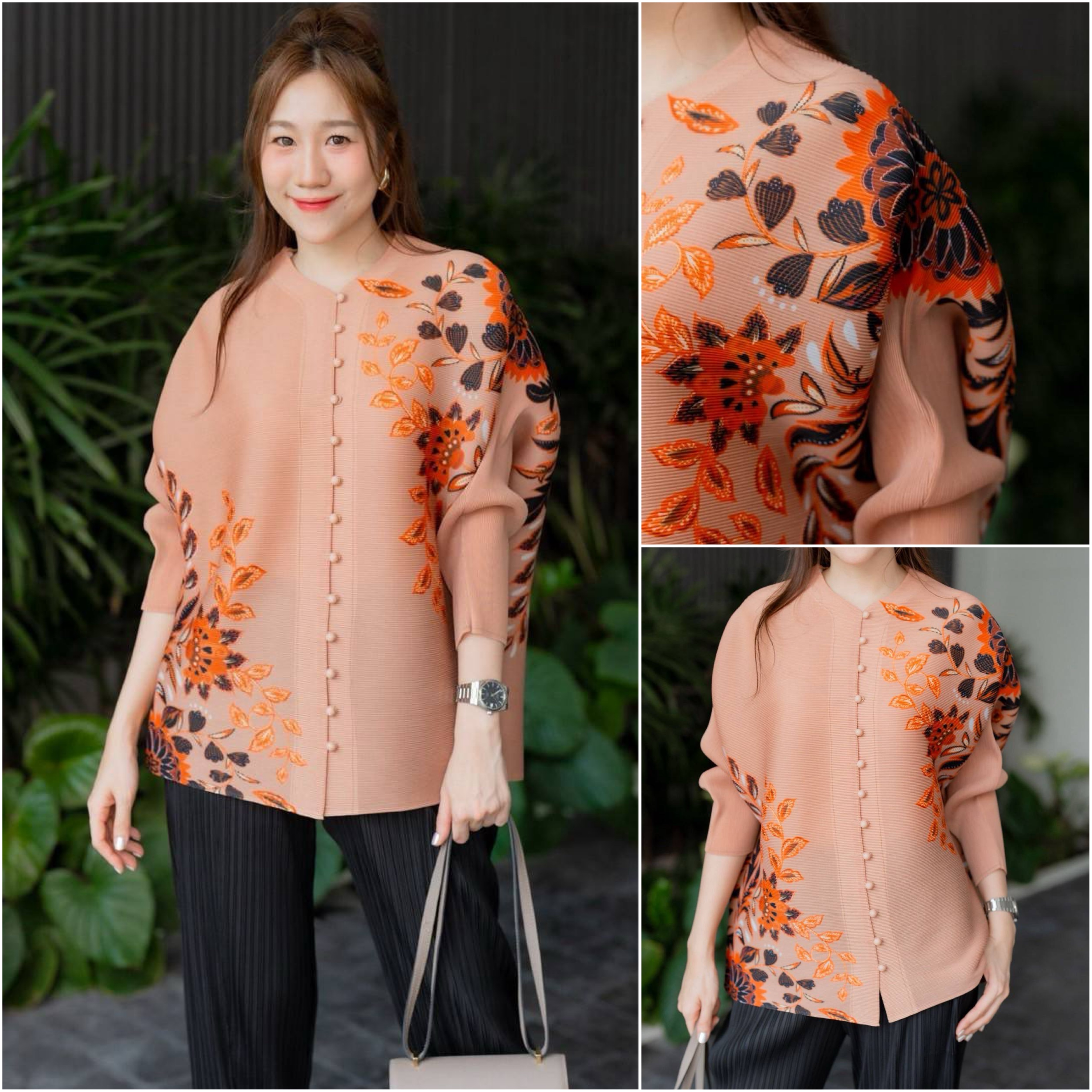 เสื้ออัดพลีทเนื้อดี งาน AA Premium แบบงานแบรนด์ สไตล์มาดาม สวย เรียบหรู ใส่สบาย : สินค้าคุณภาพ (พร้อมส่ง)