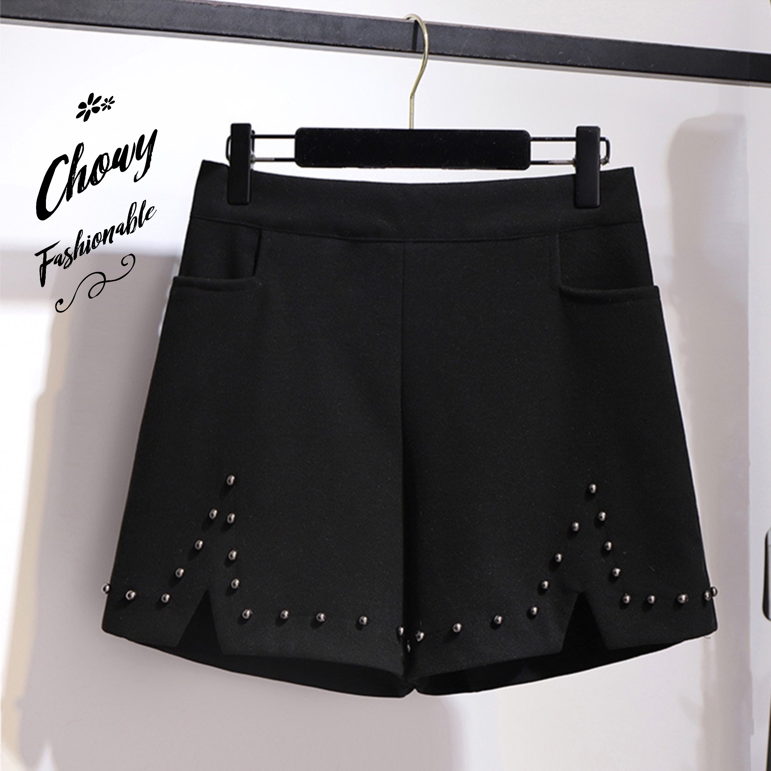 กางเกงไซส์ใหญ่ 5XL เอว 38-50 นิ้ว ขาสั้นไซส์ใหญ่ กางเกงสาวอวบ มียางยืดข้างหลัง FF0246BL