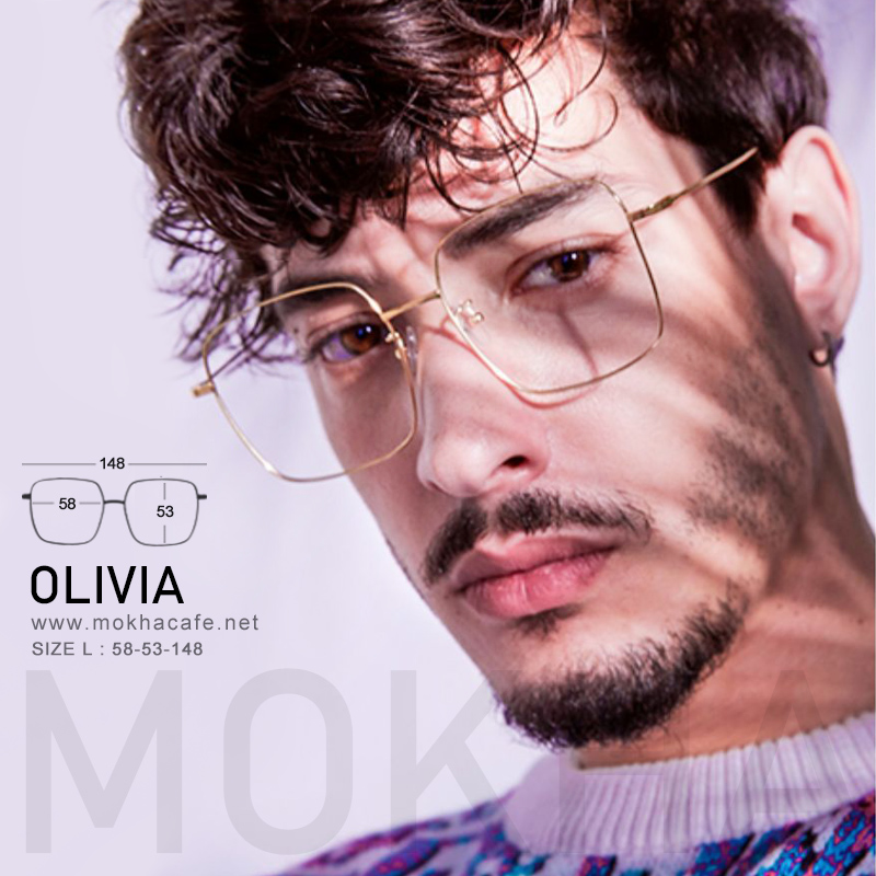 OLIVIA - black แว่นทรงเหลี่ยม กรอบโลหะ Oversize กว้าง 148 มม. (sizeL) H53