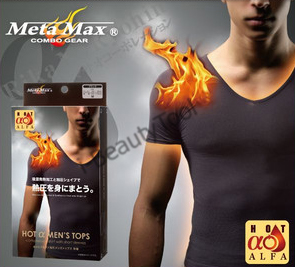 META MAX เสื้อยืดผู้ชายคอวีแขนสั้นสลายไขมัน