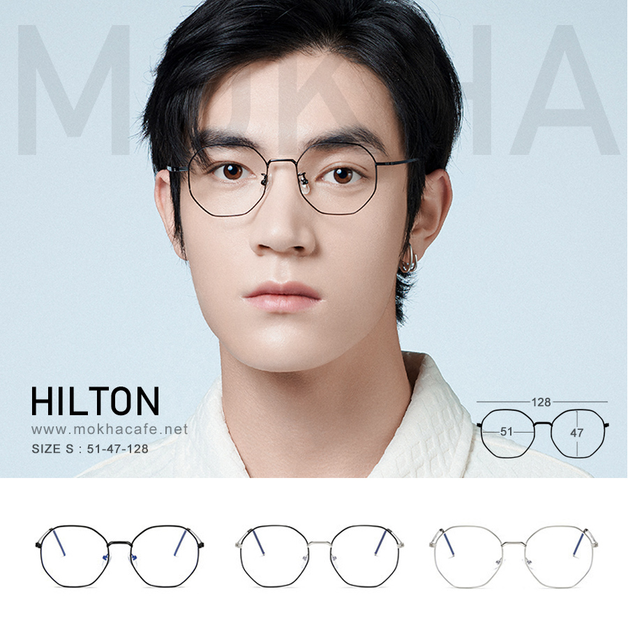 HILTON - black แว่นทรงเหลี่ยม กรอบโลหะ กว้าง 128 มม. (sizeS) H47