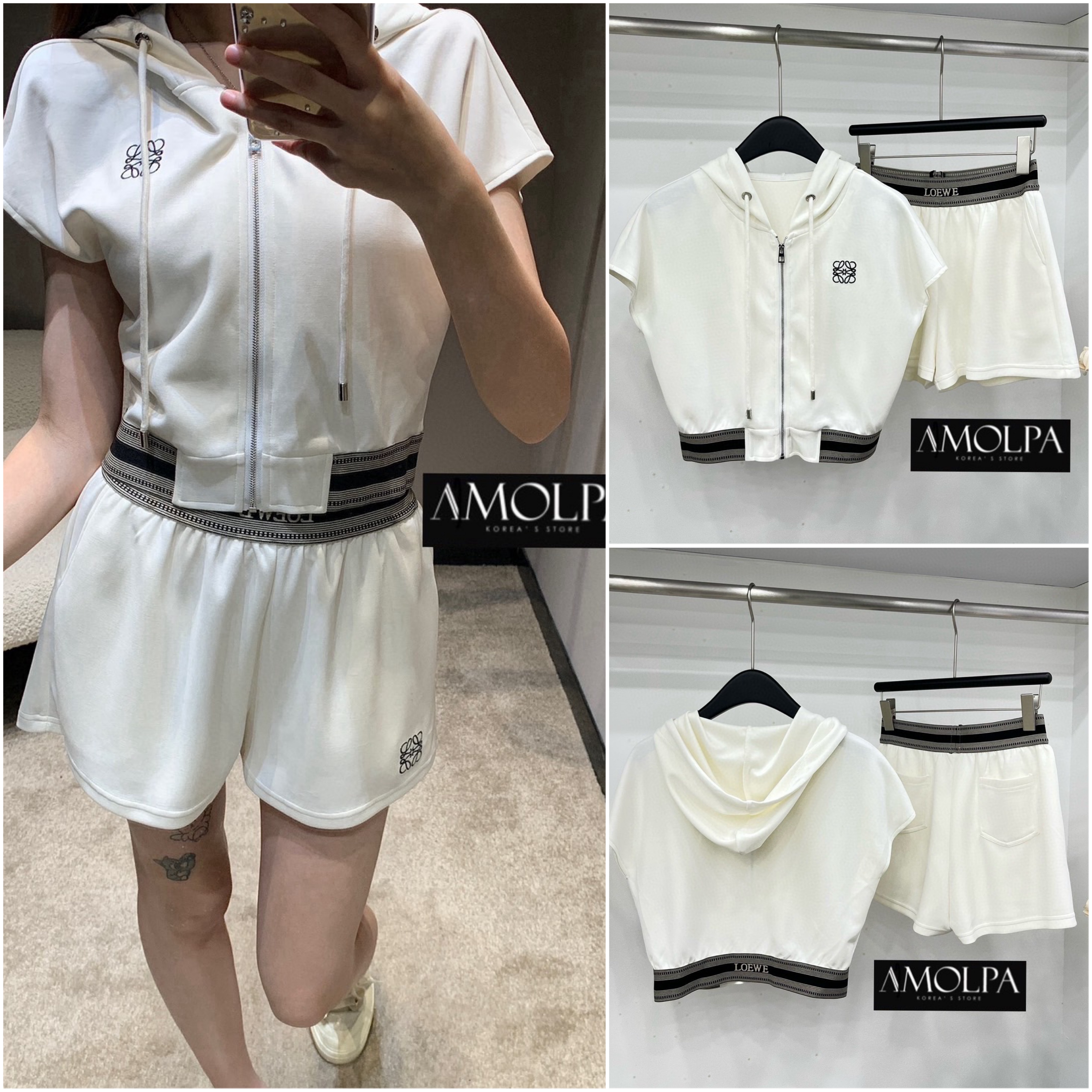 SET JACKET HOOD + PANTS LOEWE เสื้อเป็น JACKET HOOD ขอบอักษร มาพร้อมกางเกงขาสั้น ขอบเอว LOEWE งานใส่สบายมาก สินค้าคุณภาพ (พร้อมส่ง)