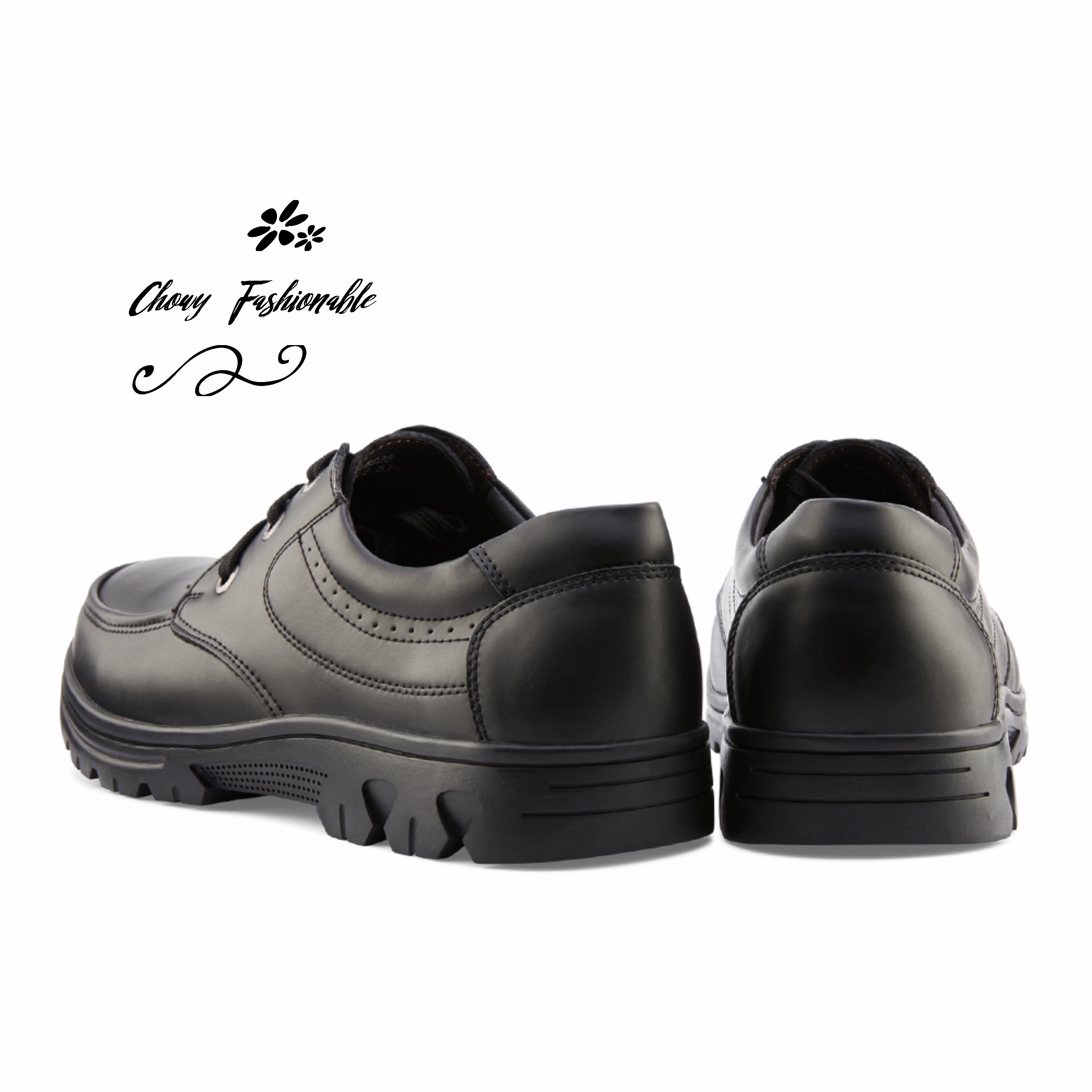 รองเท้าหนังผู้ชายไซส์ใหญ่ 47-50 หนังแท้ ผูกเชือก สีดำ Leather Men Shoes คัชชูผู้ชาย KR1071BL