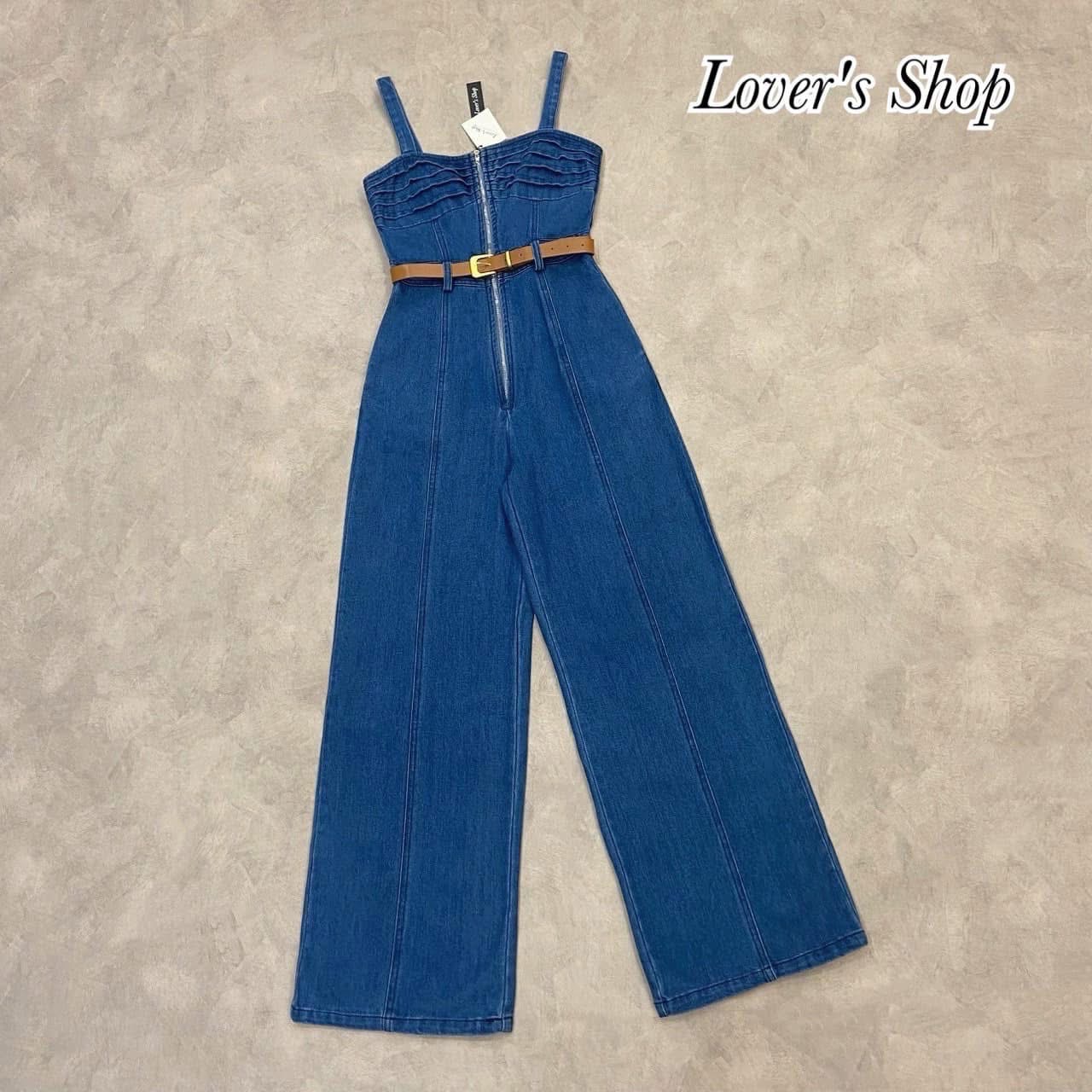 จั้มสูทยีนส์ขายาว มาพร้อมเข็มขัดหนัง ใส่สบาย : สินค้าคุณภาพ (พร้อมส่ง)