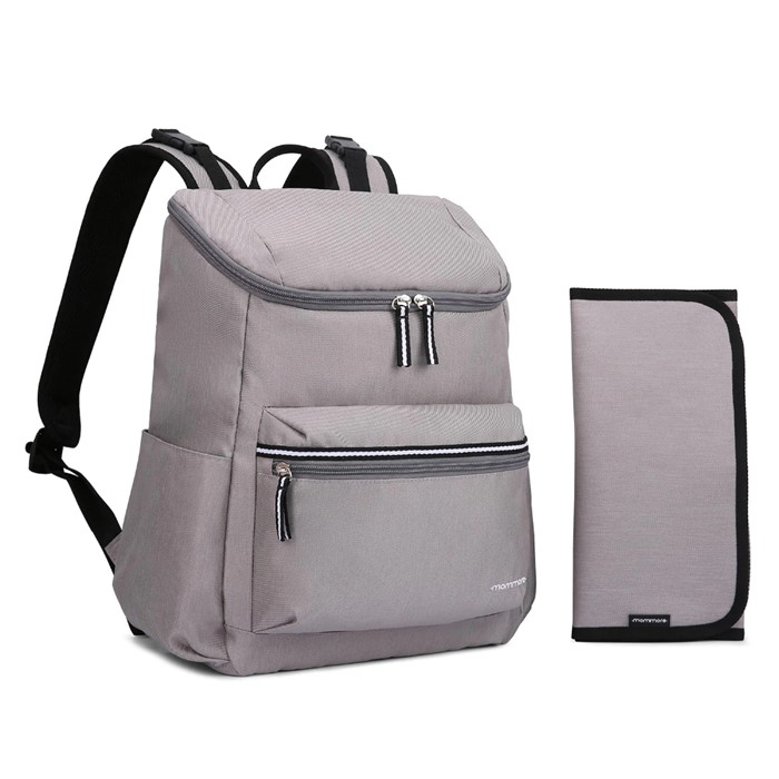 mommore กระเป๋าคุณแม่ กระเป๋าสัมภาระคุณแม่ กระเป๋าแม่ลูกอ่อน กันน้ำ พร้อมแผ่นรองเปลี่ยนผ้าอ้อม จุมาก น้ำหนักเบา เหมาะสำหรับเดินทาง (Grey)