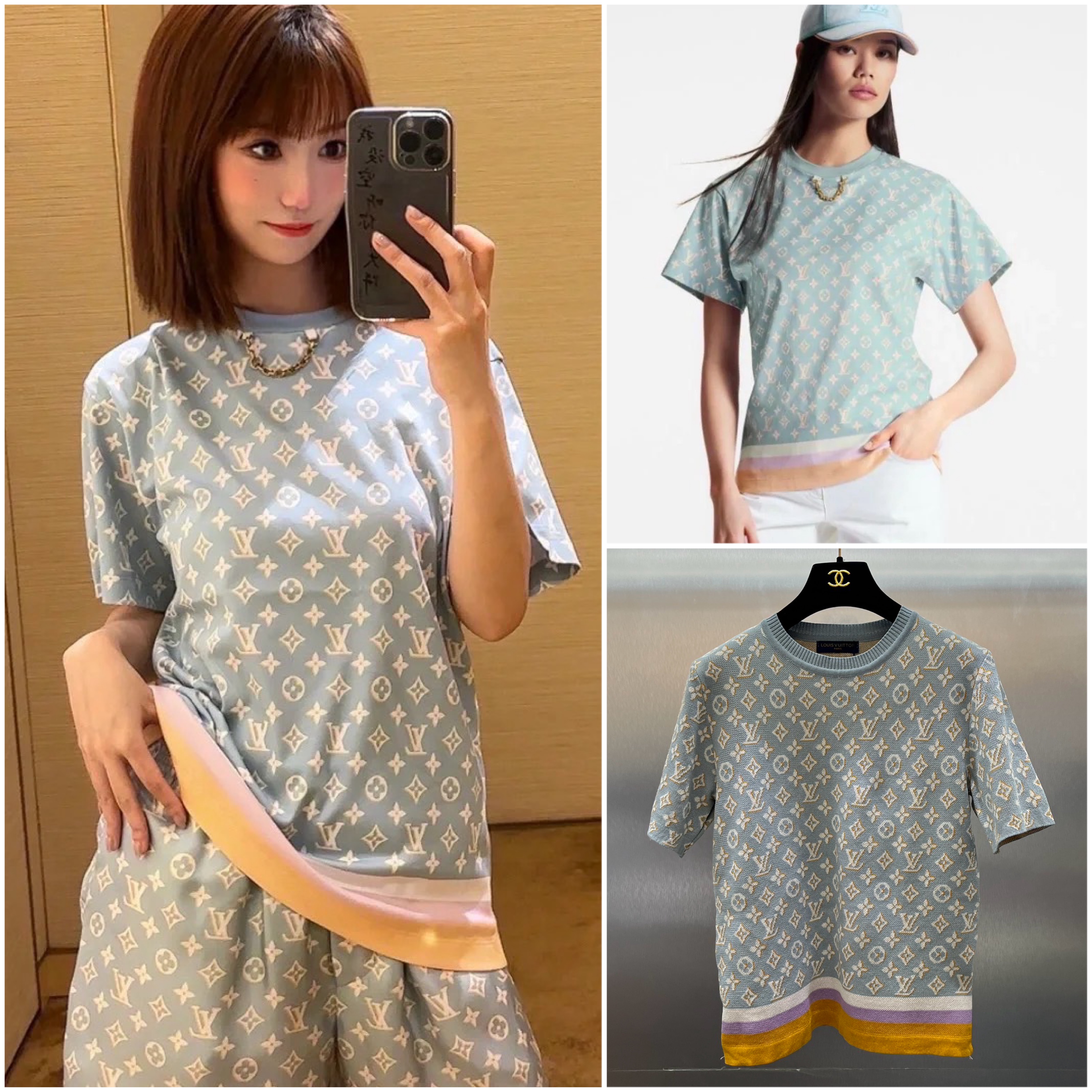 เสื้อผ้านิต LV ทอลายmonogram ลายสวยคมชัด ต่อลายชาย เสื้อ งานสวยเรียบหรู คลาสสิค : สินค้าคุณภาพ (พร้อมส่ง)