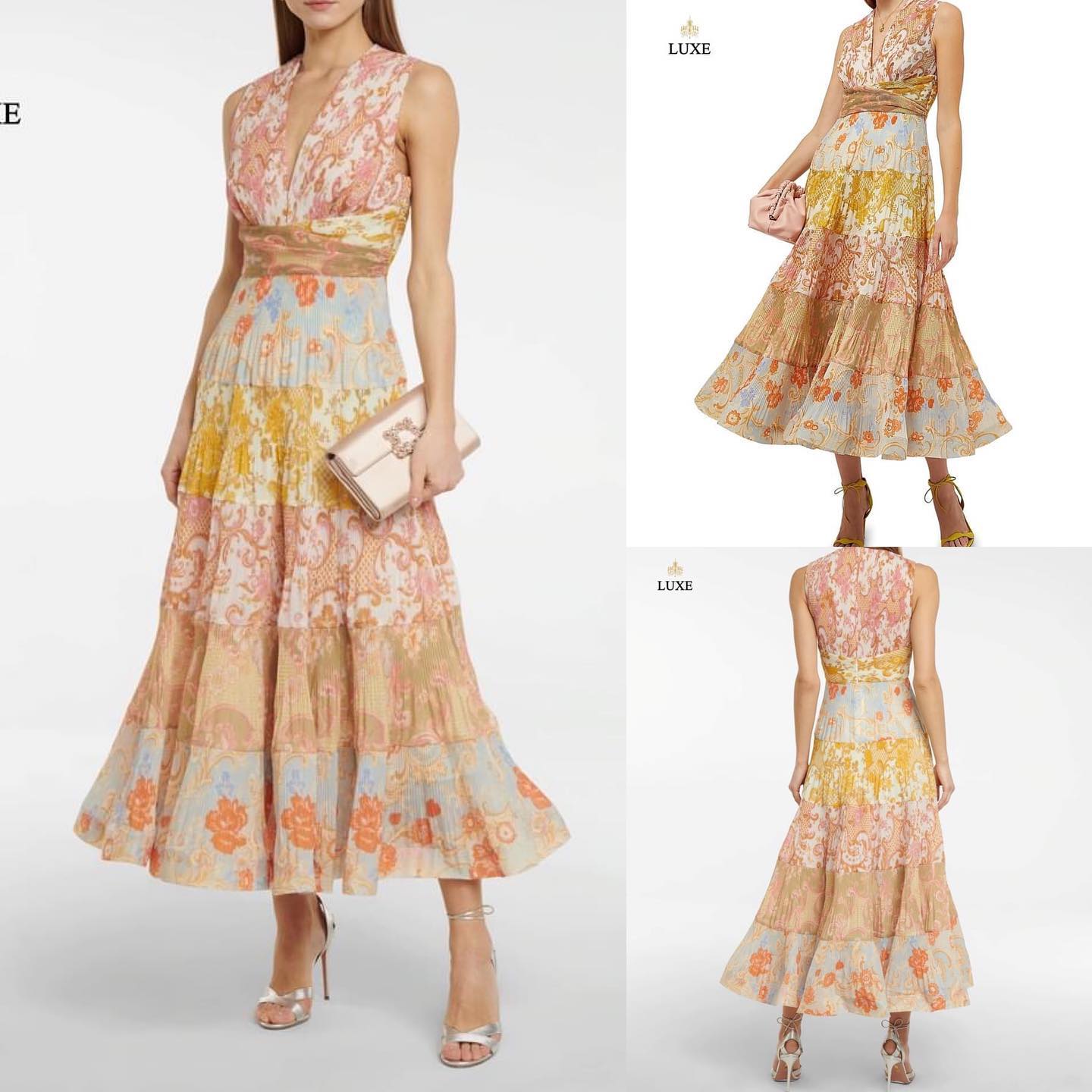 เดรสเสื้อคอวีแขนกุด กระโปรงบาน ทำจากผ้าเครปพิมพ์ลาย ลูกเล่นต่อผ้า เป็นชั้น อัดพลีทลูกฟูก สีสันพาสเทล สดใส คัตติ้งดี มีซิปซ่อนและซับใน อย่างดีค่ะ สินค้าคุณภาพ (พร้อมส่ง)