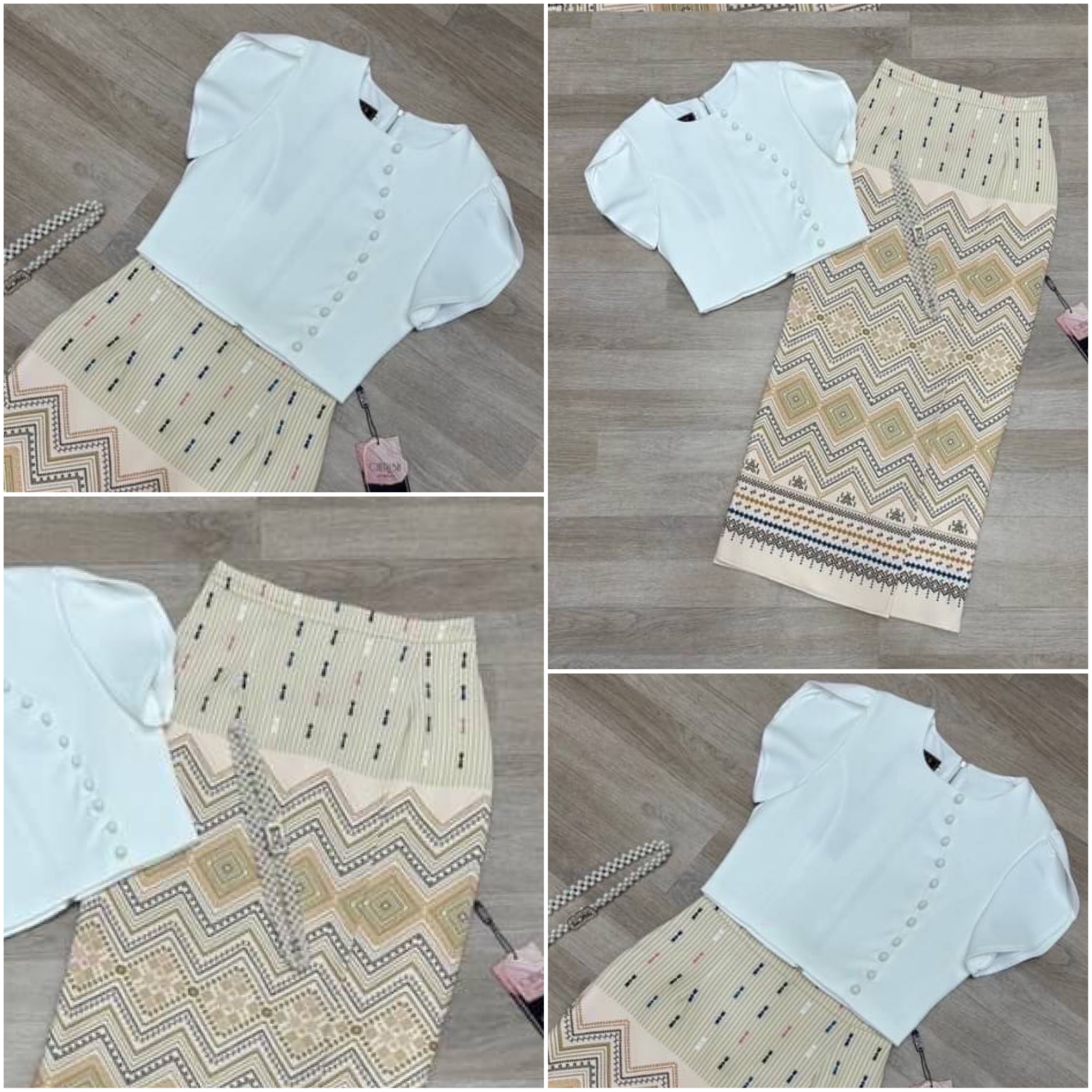 ชุดไทย set 2 ชิ้น เสื้อคอกลม ซิปหลัง แต่งกระดุมเรียง เสื้อแขนทรงป้ายเสริมซับในอย่างดี ใส่คู่ผ้าถุงสำเร็จเนื้อผ้าใส่สบาย สินค้าคุณภาพ (พร้อมส่ง)