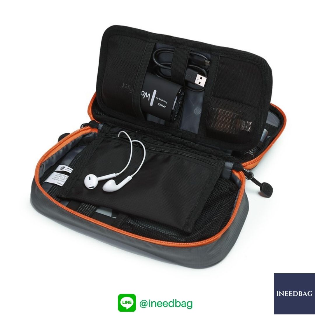 ฺBagsmart กระเป๋าจัดระเบียบอิเล็กทรอนิกส์ กระเป๋าใส่สายชาร์จ กระเป๋าใส่ฮาร์ดดิสก์ กระเป๋าใส่อุปกรณ์ไอที มีสองชั้น ช่องเยอะพิเศษ มีหูหิ้วพกพาสะดวก (เทา-ส้ม)