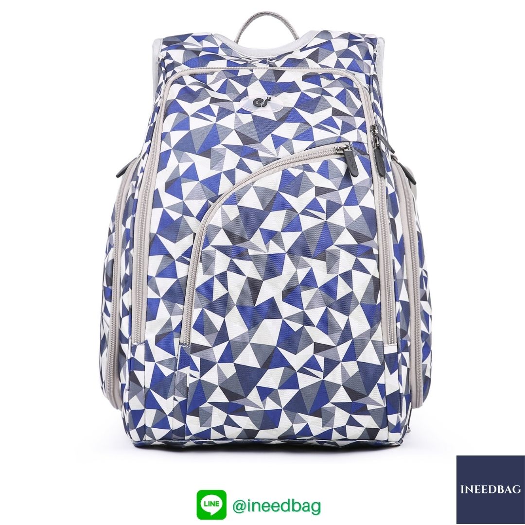 Ecosusi กระเป๋าคุณแม่, กระเป๋าสัมภาระคุณแม่, กระเป๋าแม่ลูกอ่อน แบบเป้ มาพร้อมแผ่นรองเปลี่ยนผ้าอ้อม, ช่องเก็บความร้อน-เย็น (New Version Blue) + Wet Pocket + Wipe Pocket