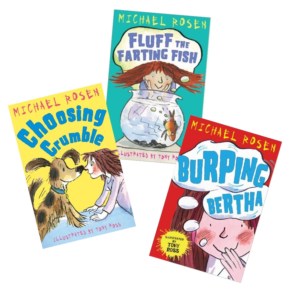 First Funny Stories : Michael Rosen & Tony Ross 3 Books Collection : Burping Bertha, Fluff the Farting Fish, Choosing Crumble