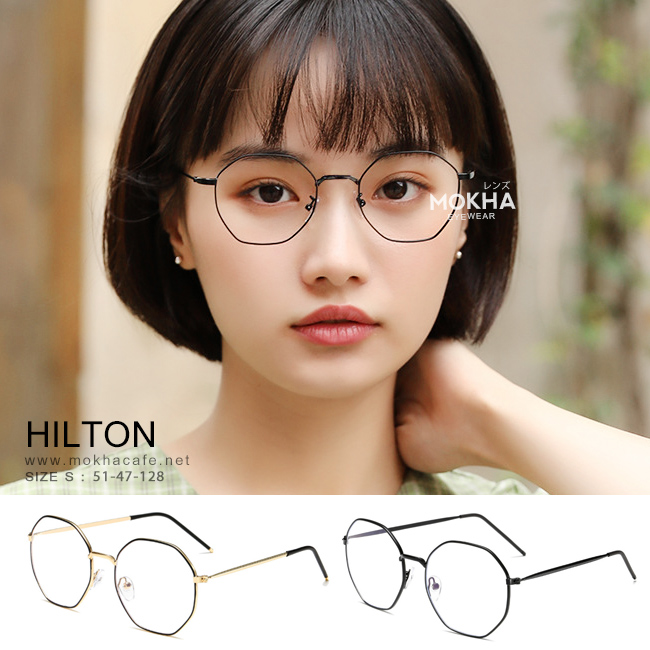 HILTON - black แว่นทรงเหลี่ยม กรอบโลหะ กว้าง 128 มม. (sizeS) H47
