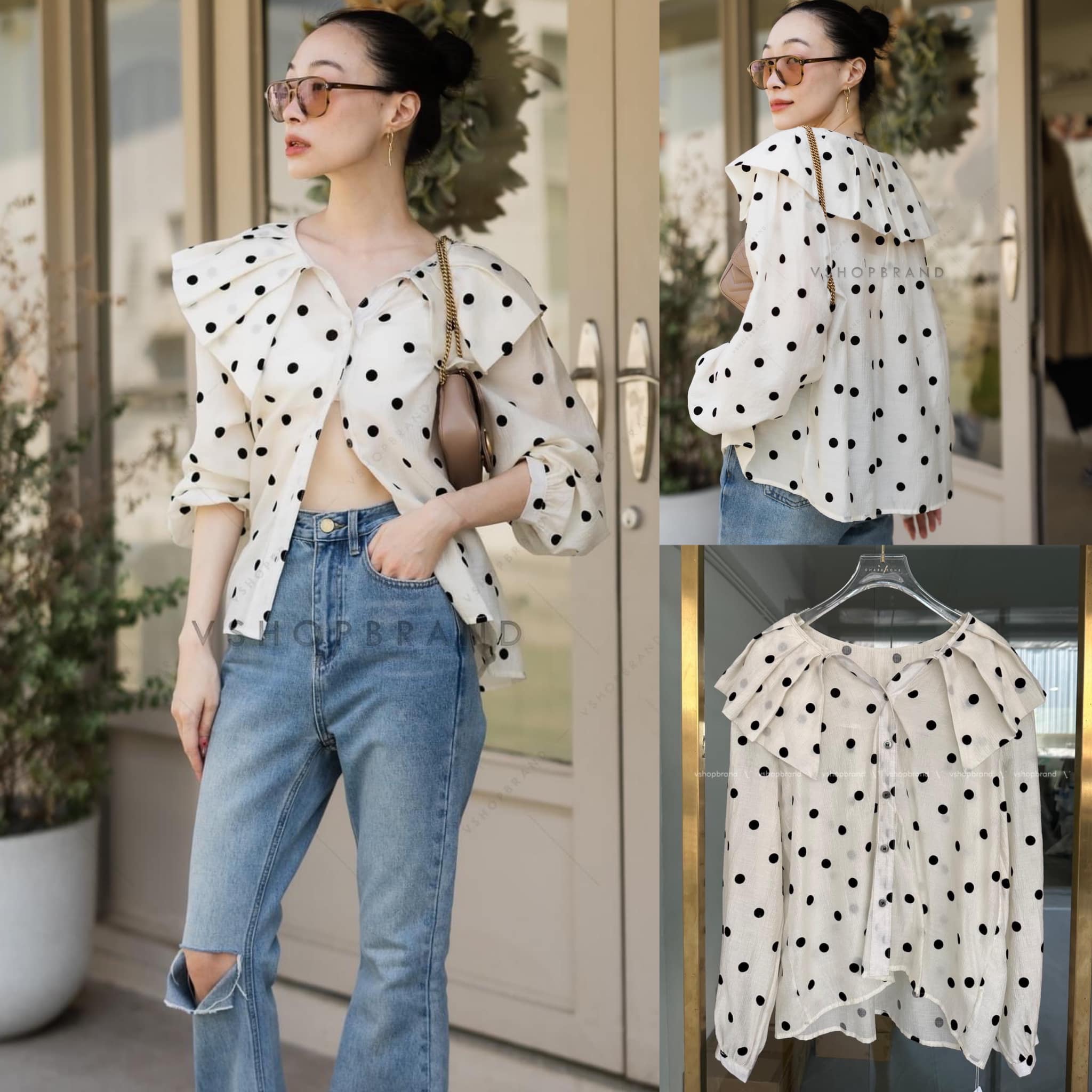 เสื้อเชิ้ตโพกาดอท ใส่สบาย : สินค้าคุณภาพ (พร้อมส่ง)